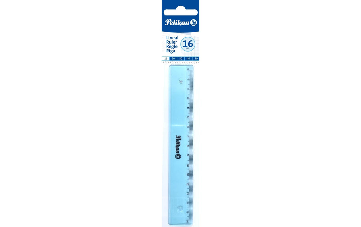Pelikan Lineal mit Tuschkante blau Plexiglas, 16cm