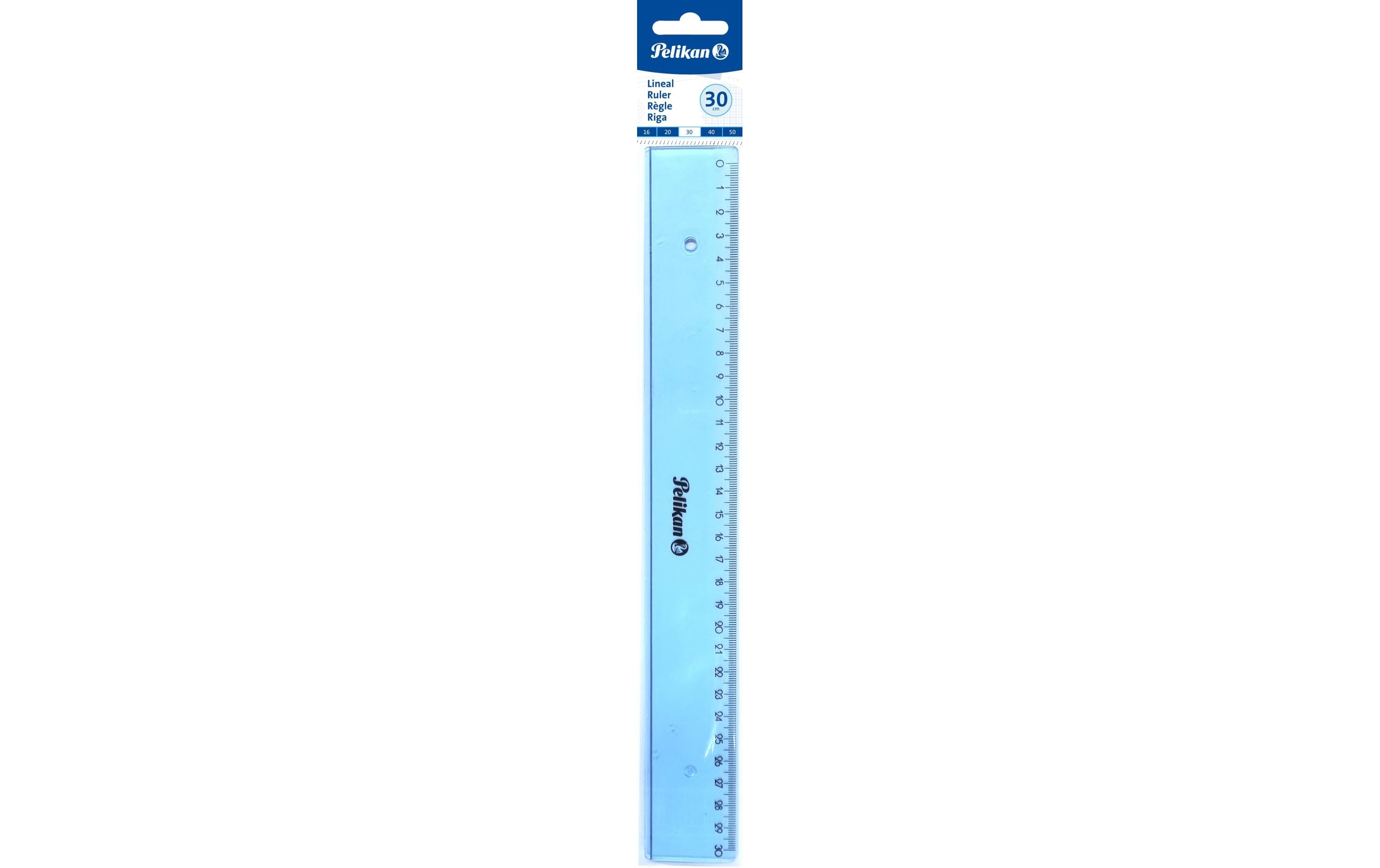 Pelikan Lineal mit Tuschkante blau Plexiglas, 30cm