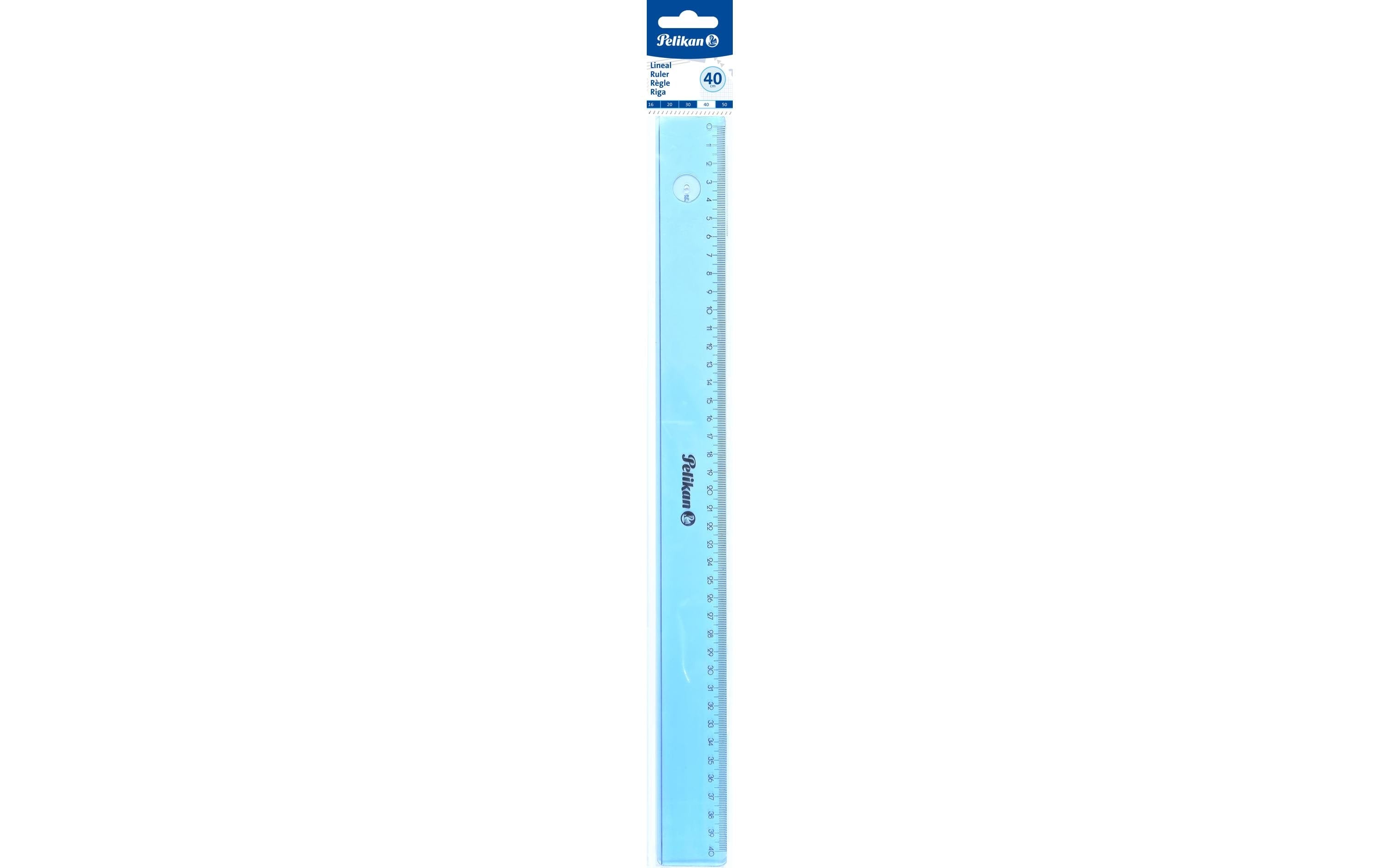 Pelikan Lineal mit Tuschkante blau Plexiglas, 40cm