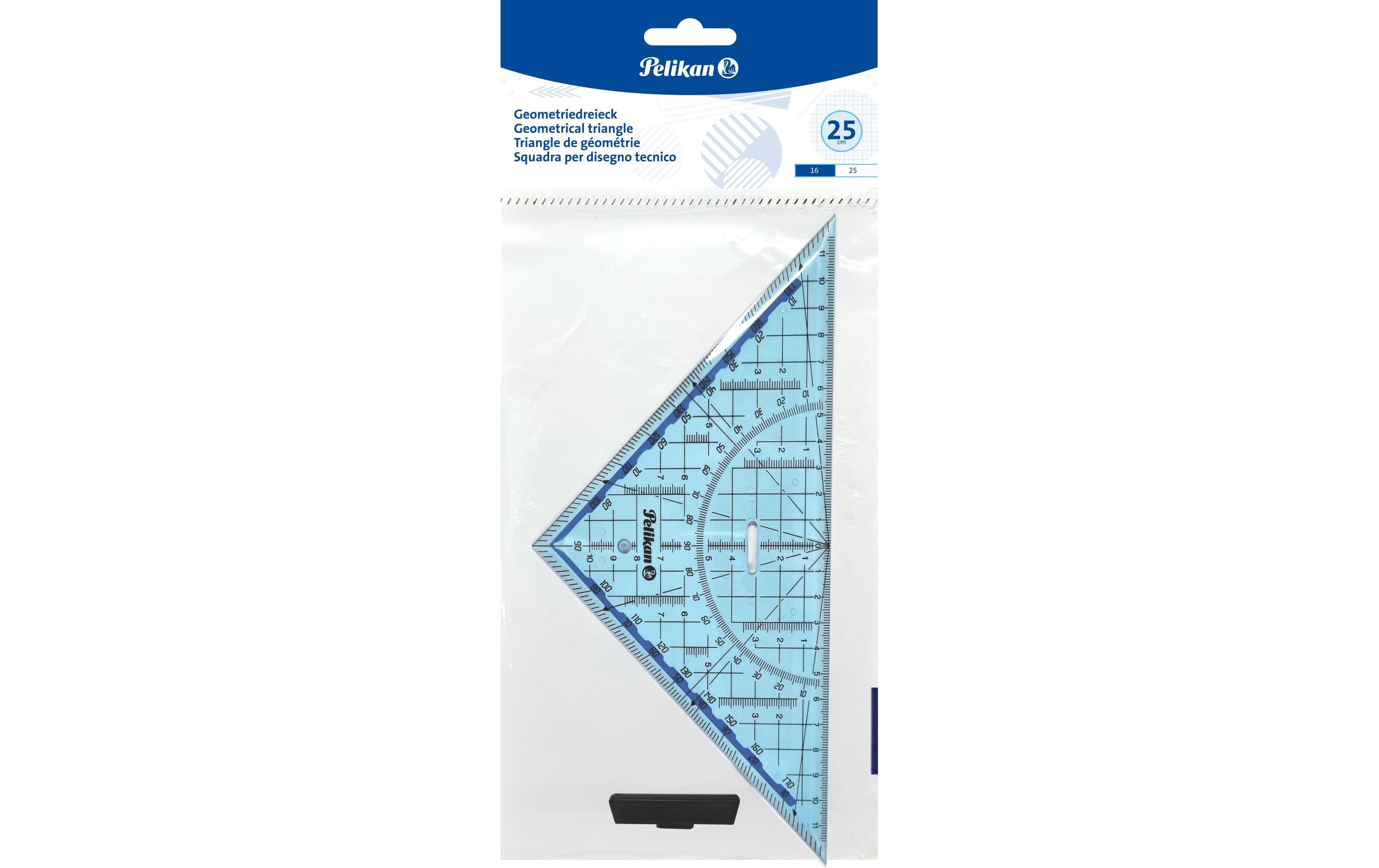Pelikan Geodreick mit Tuschkante blau Plexiglas, 25cm
