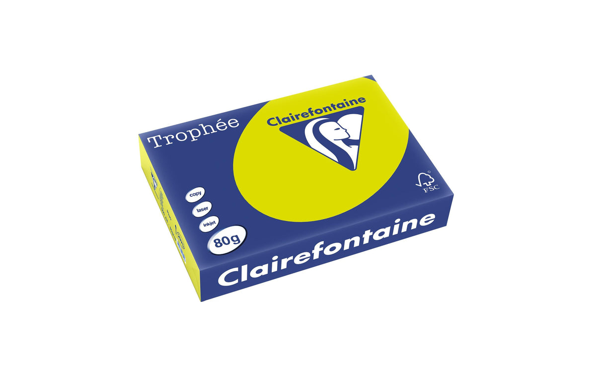 Clairefontaine Kopierpapier Trophée A4, neongrün, 500 Blatt, 80gm2