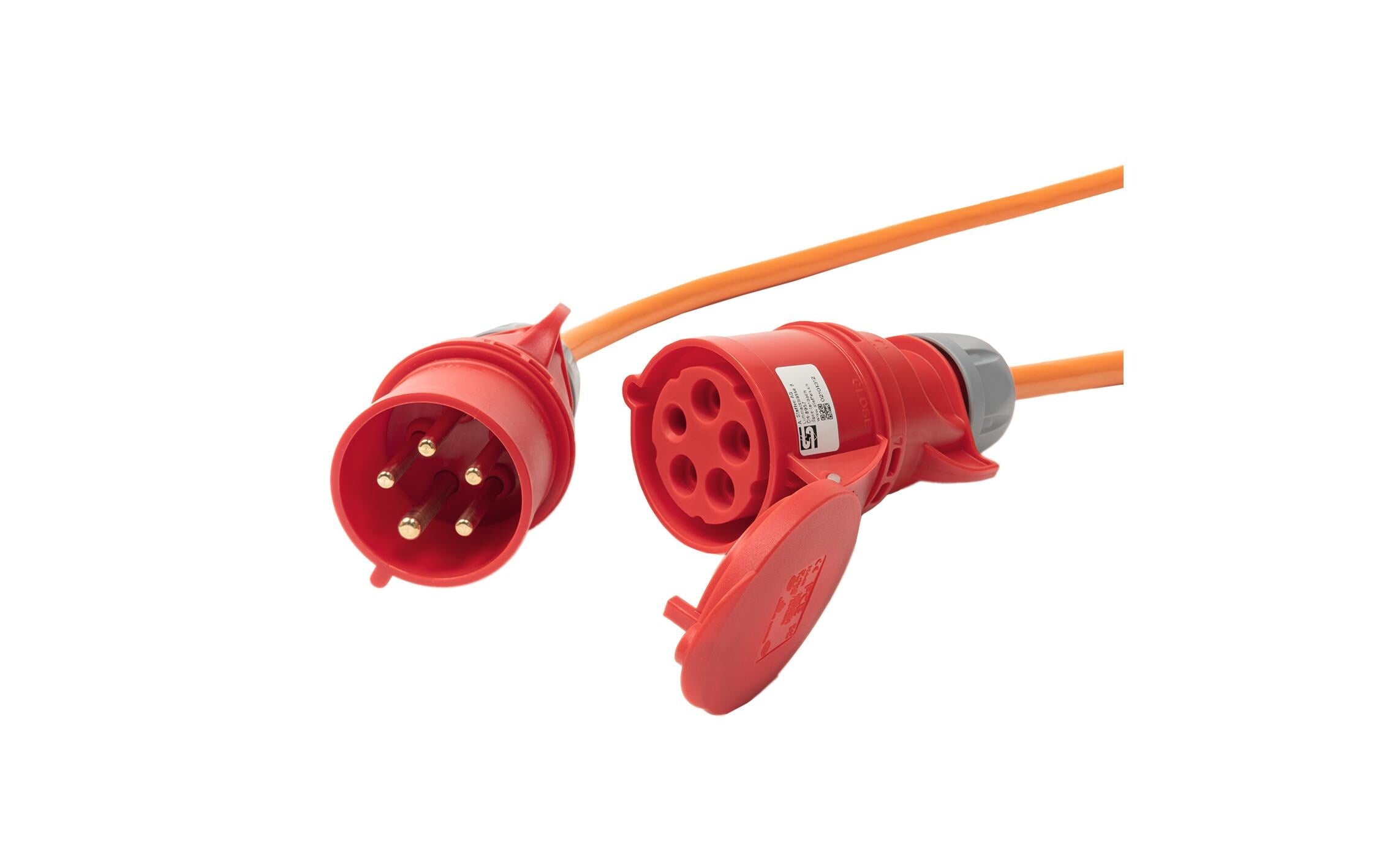 Industrie-Verlängerungskabel EPR-PUR 5x4mm2, CEE32/5 - CEE32/5, orange, 10m
