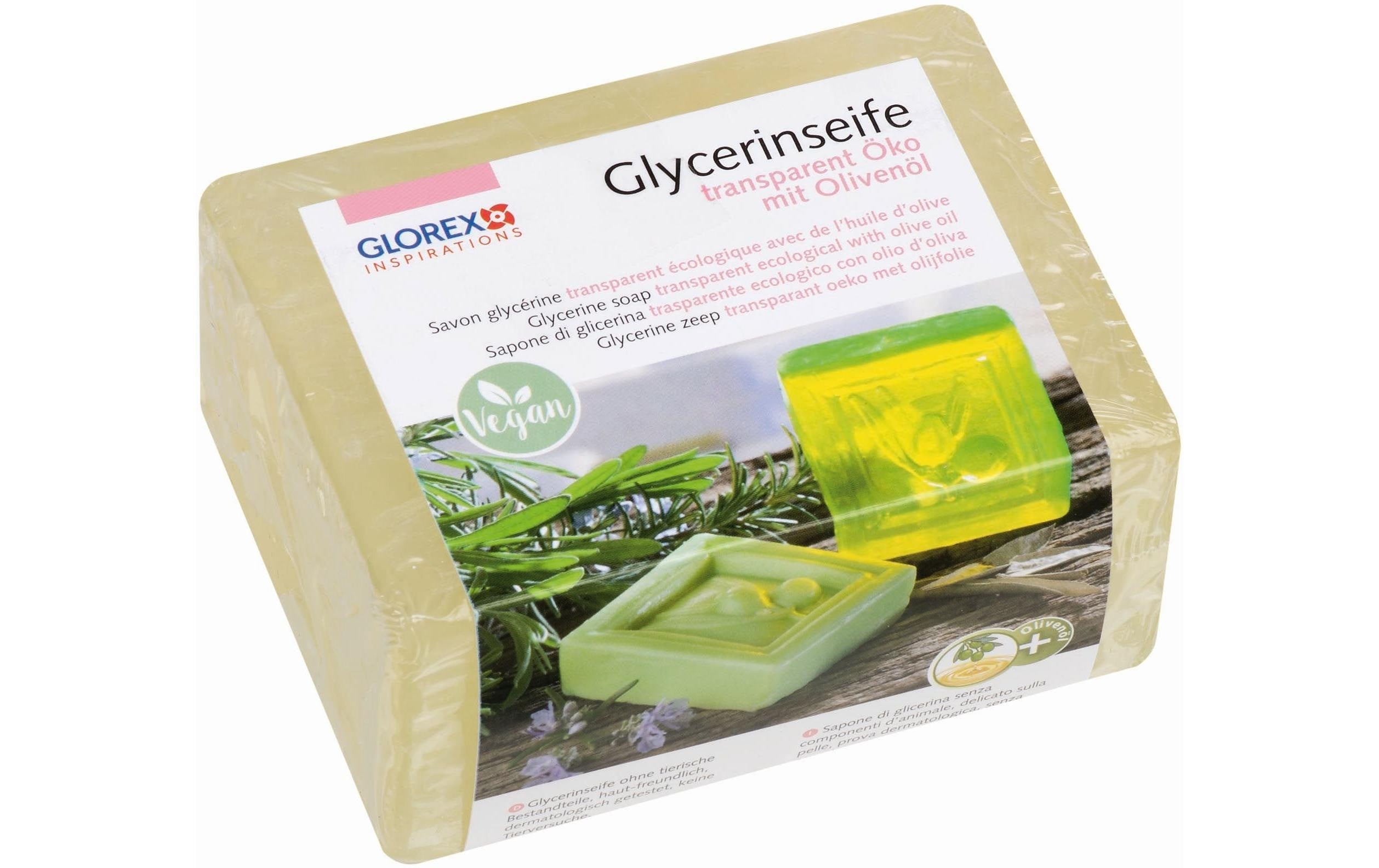 Glorex Glycerin-Seife Öko mit Olivenöl transparent, 500 g