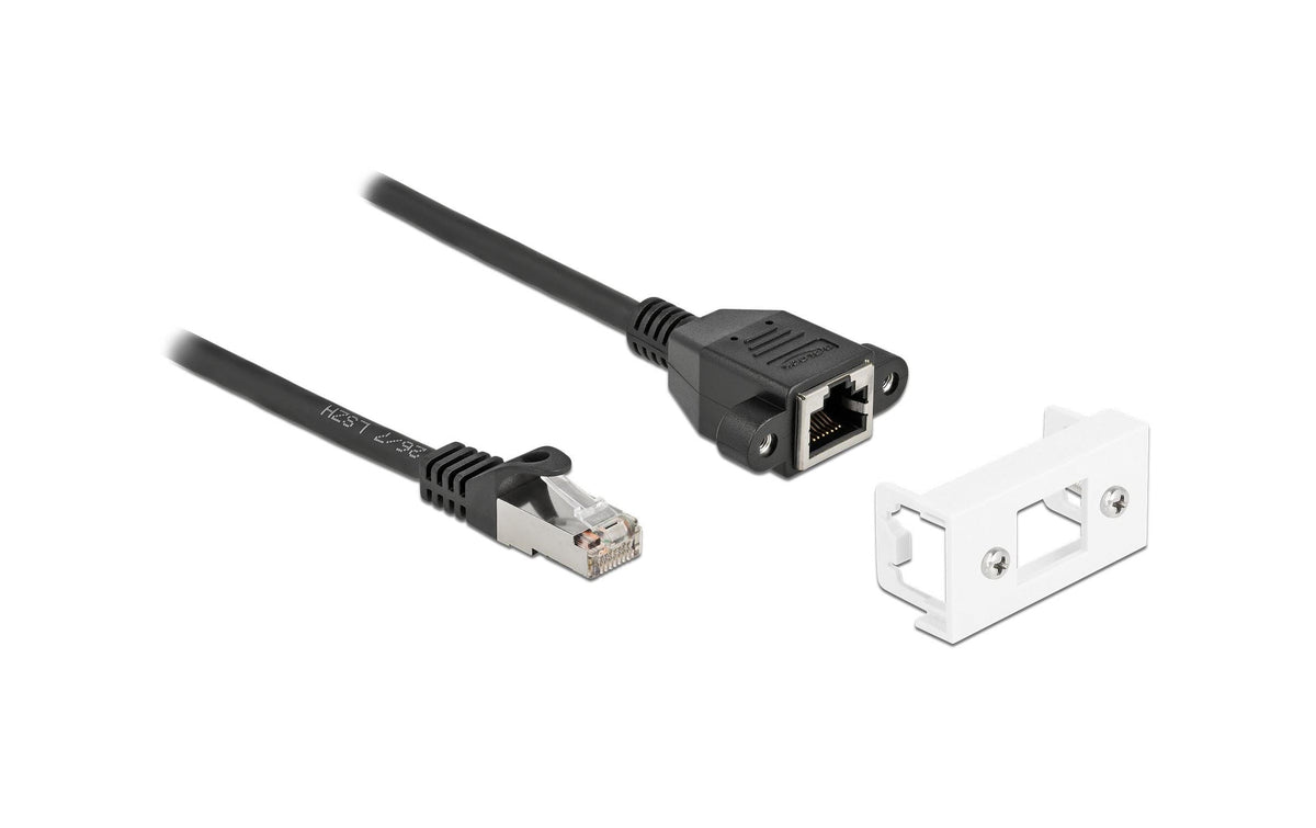 Delock Verlängerungskabel: S/FTP RJ45-RJ45 Easy45,Stecker-Buchse,Cat.6A,25cm,schwarz