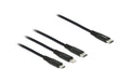 Delock USB2.0 Ladekabel 3 in 1, 1m USB-C zu Lightning, Micro USB, USB-C bis 3A