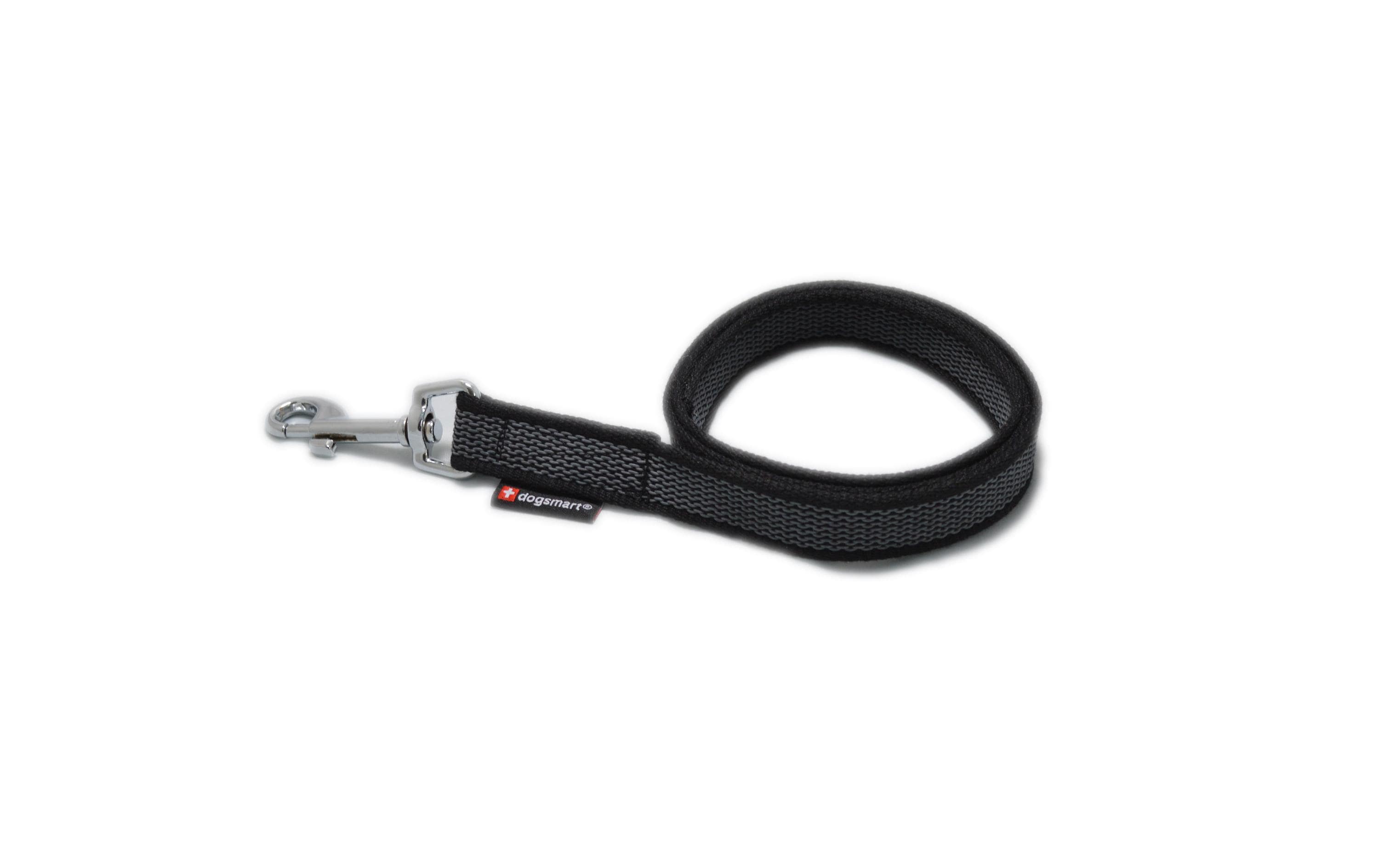 dogsmart Leine gummiert 6m, 20mm schwarz, mit Handschlaufe