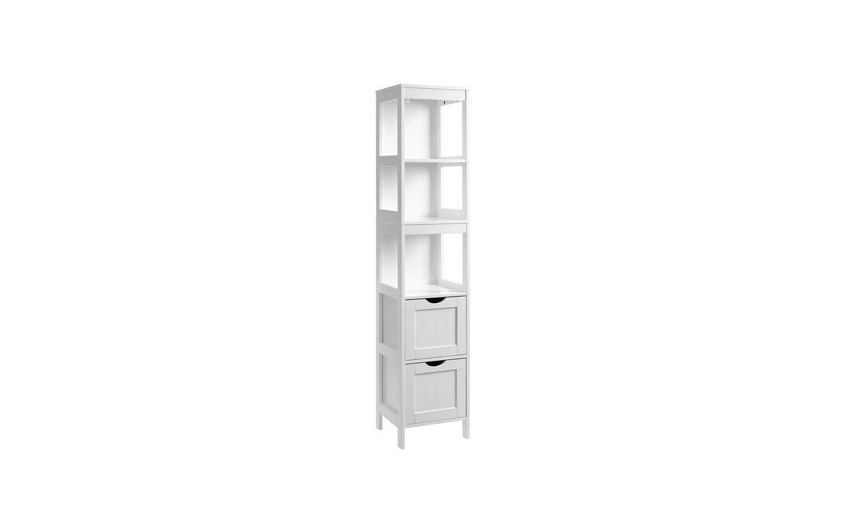 Vasagle Schrank Landhausstil, Weiss MDF, 30x30x141.5 cm, Traglast max. 15 kg