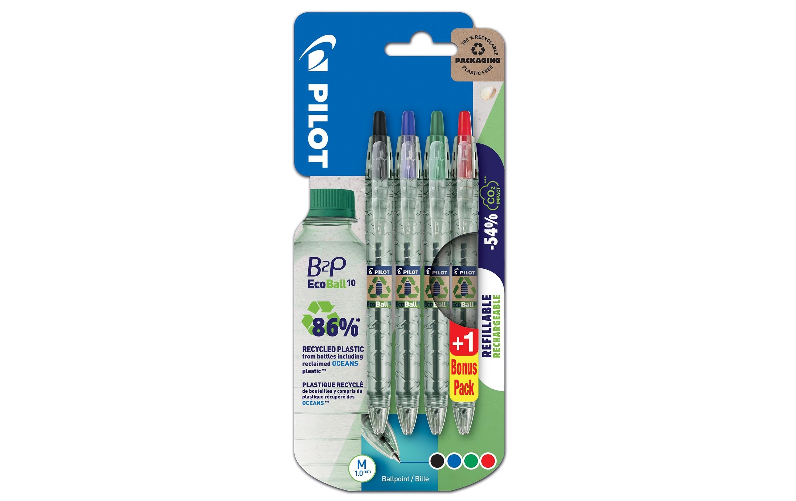 Pilot Kugelschreiber B2P Ecoball 3+1 gratis, mehrfarbig