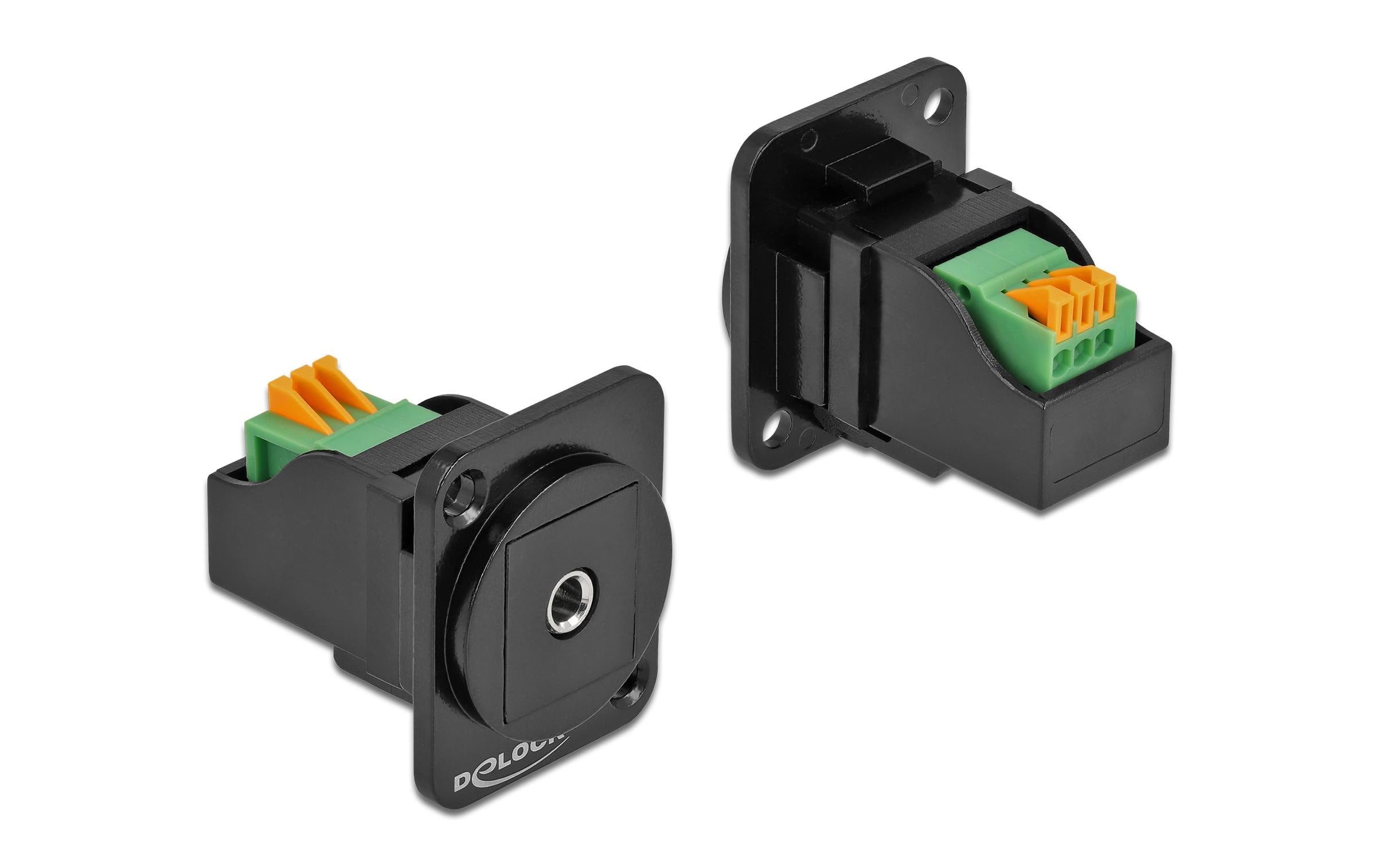 Delock Keystone Modul: 3.5mm 3 Pin Klinkenstecker zu Terminalblock, schwarz