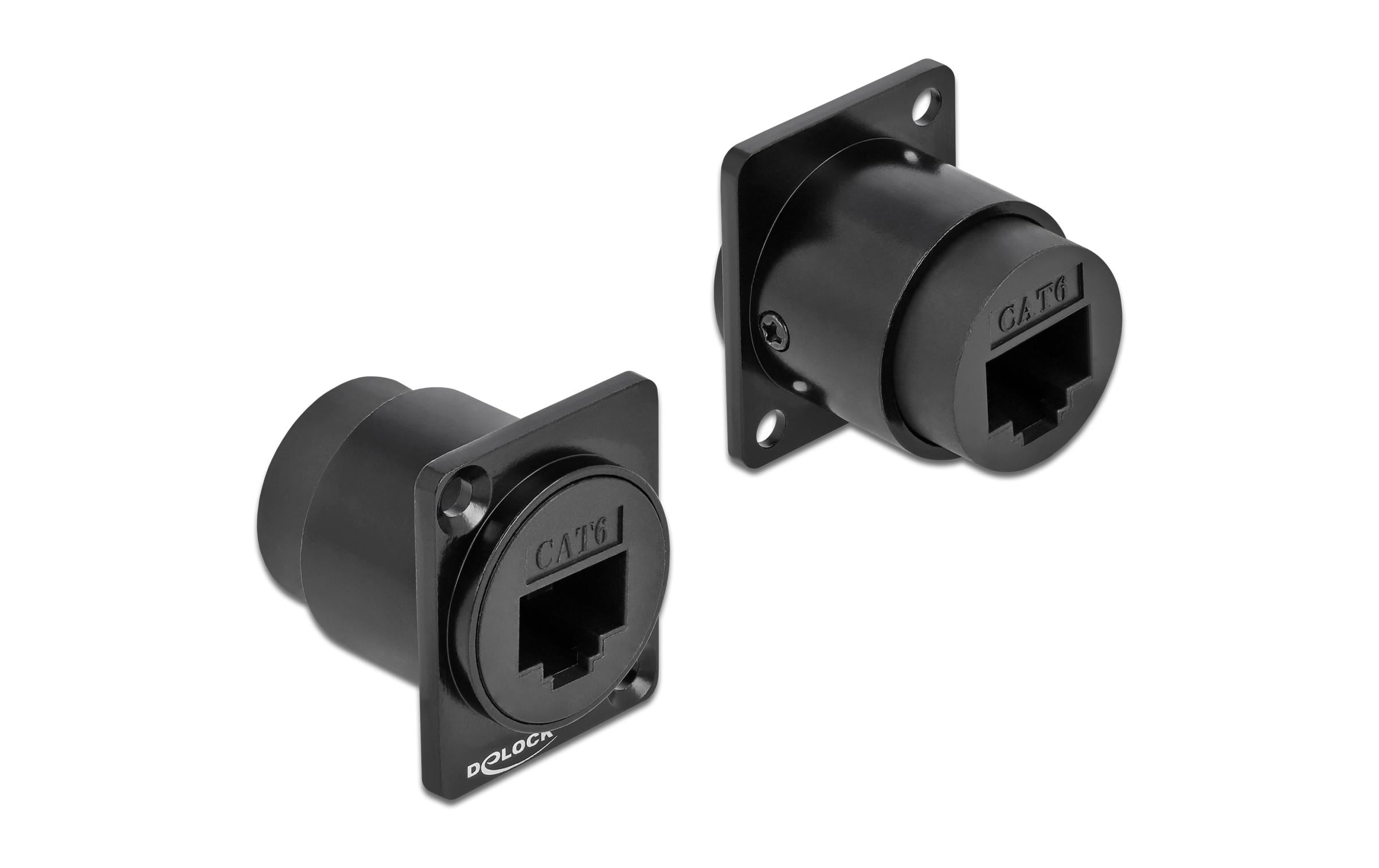 Delock Modul: D-Typ RJ45 Cat.6 Buchse-Buchse, schwarz