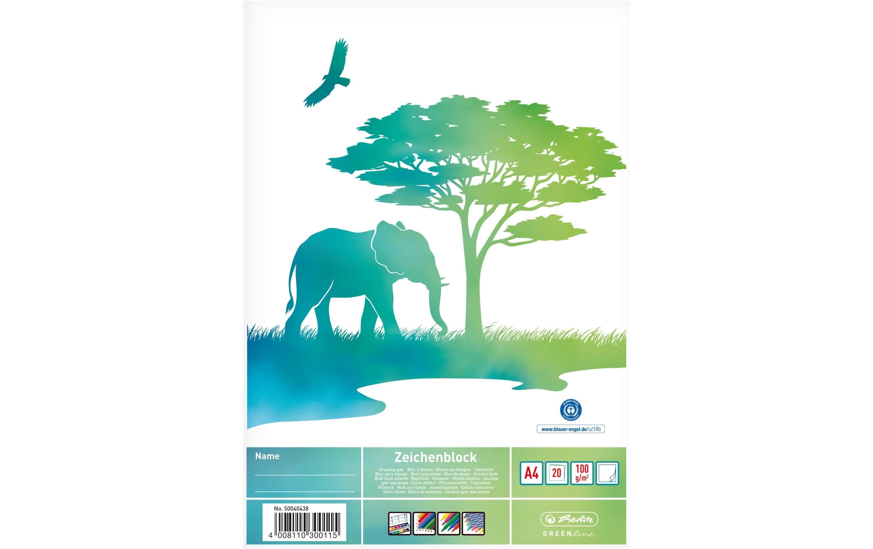 Herlitz Zeichenblock GREENline A4, 20 Blatt
