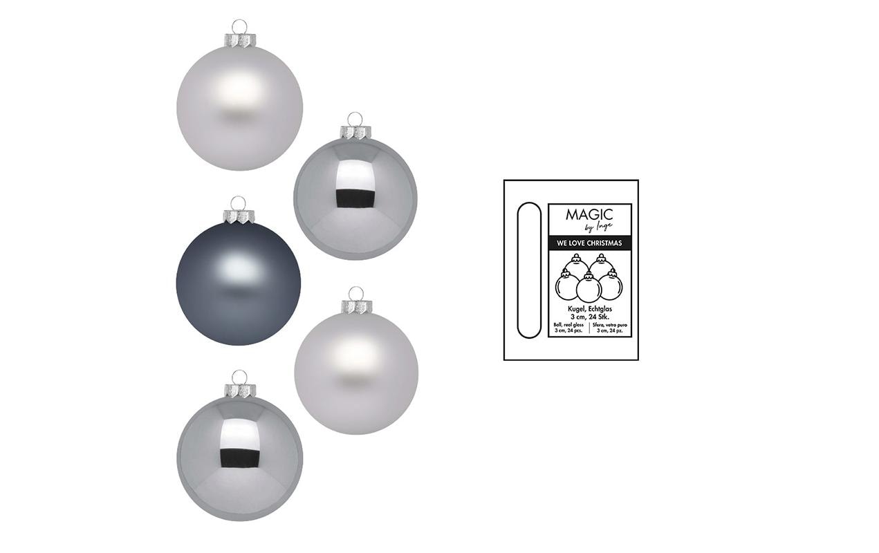 Inge Weihnachtskugel, Hazy Grey, 24 Stk. Glas, D: 3 cm