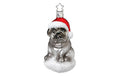 Inge Weihnachtskugel Mops grau, Glas, H: 10,5 cm