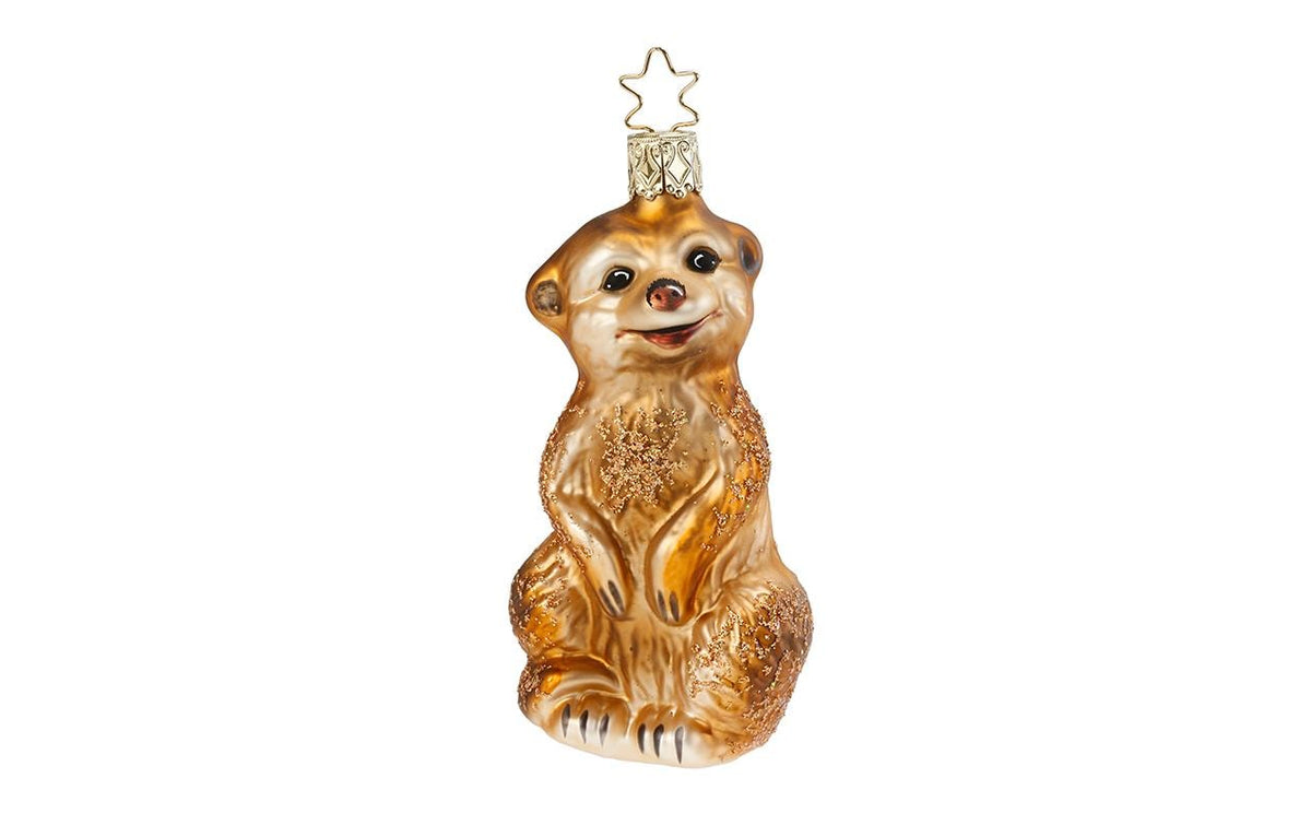 Inge Weihnachtskugel Erdmännchen braun, Glas, H: 10 cm