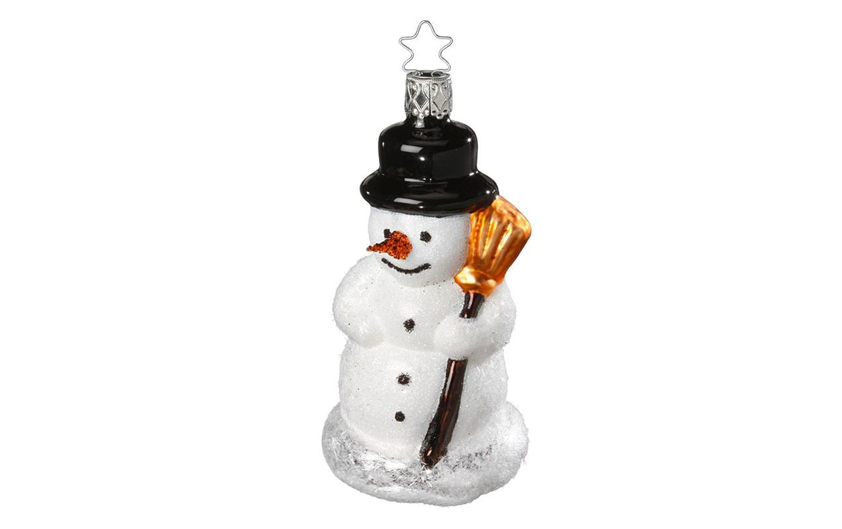 Inge Weihnachtskugel Schneemann weiss Glas, H: 11 cm