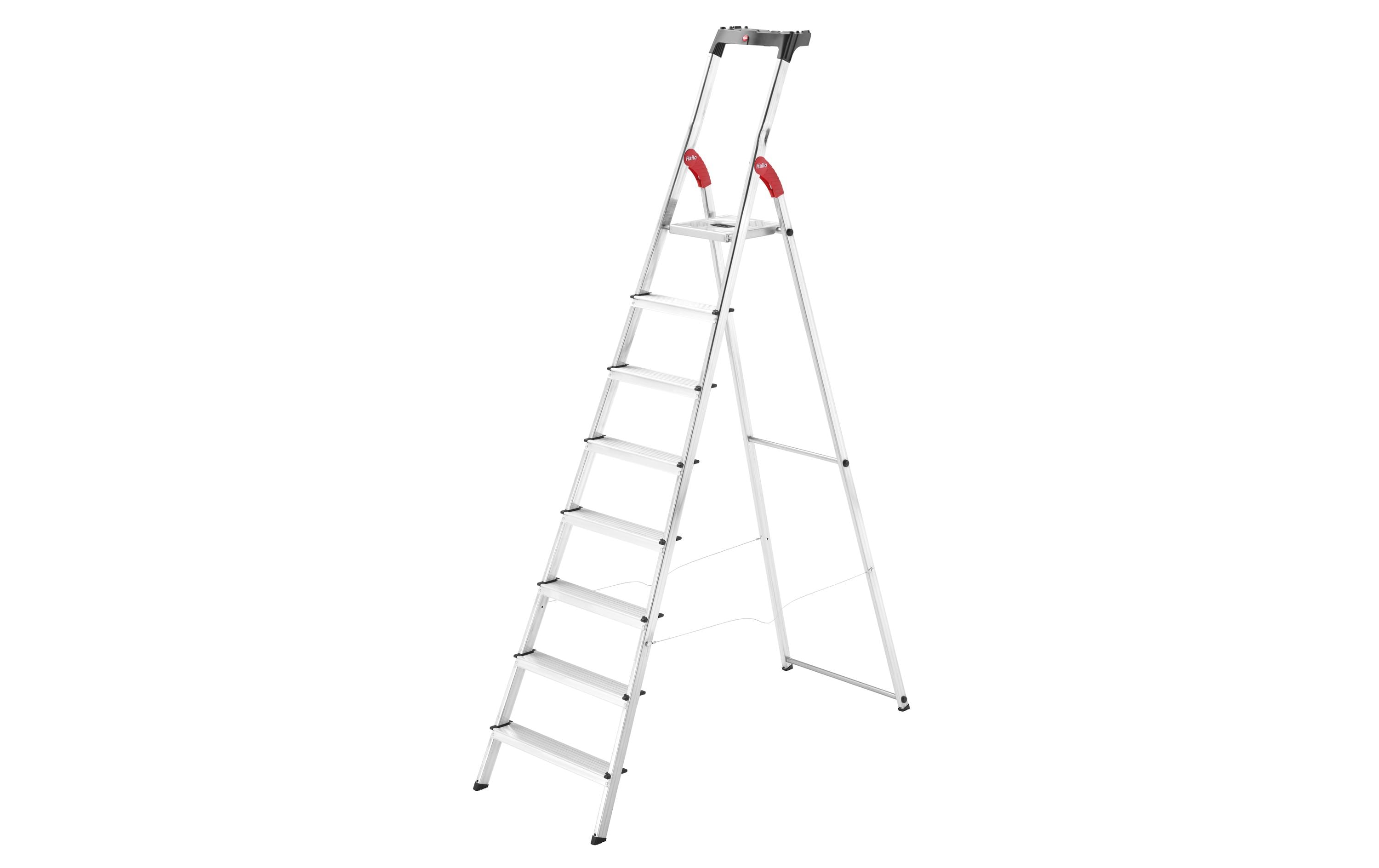 HAILO 8 Stufen, mit Arbeitsschale Alu Haushaltsleiter L60