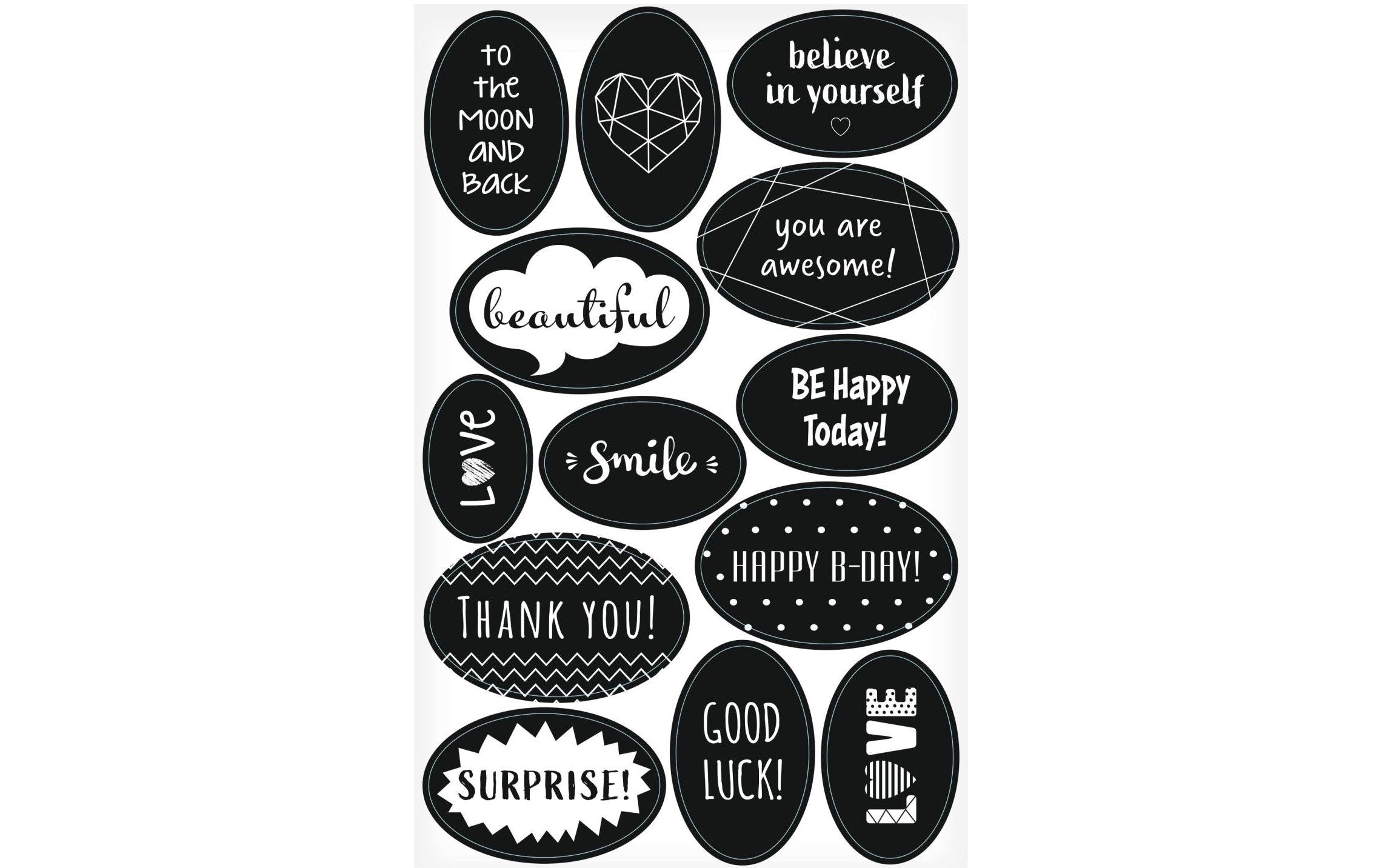 Herlitz Sticker Sprüche Just Black 3 Bogen à 13 Sticker