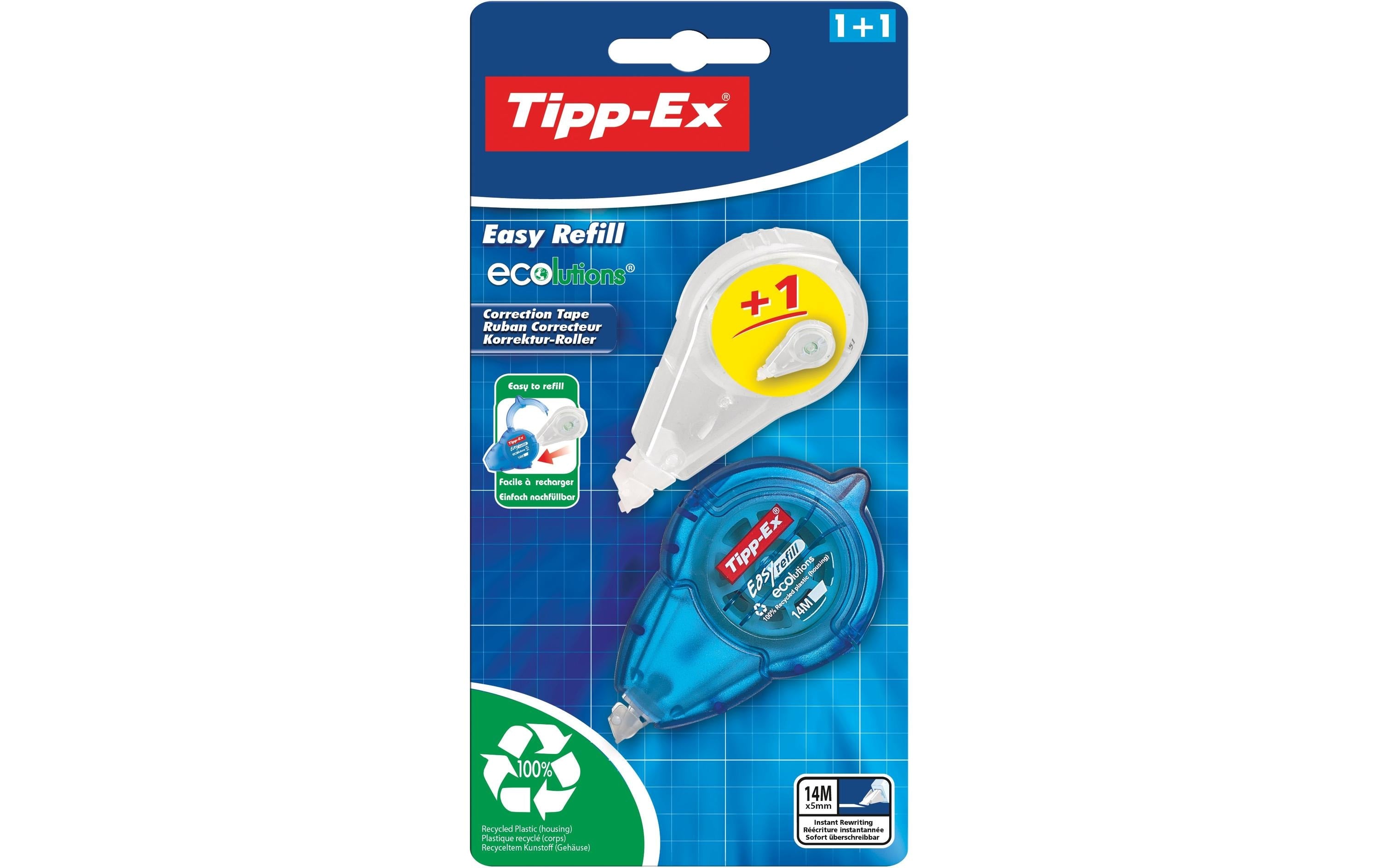Tipp-Ex Easy Refill Eco Korrekturroller+ NF 14m x 5mm, 1+1er Pack