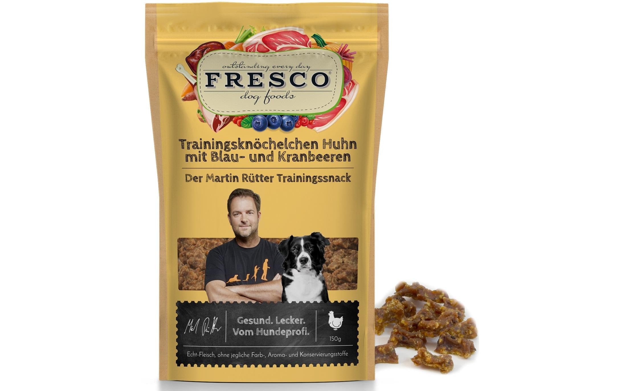 Fresco Martin Rütter Trainingsknöchelchen Huhn, Blaubeeren, Preiselbeeren 150g