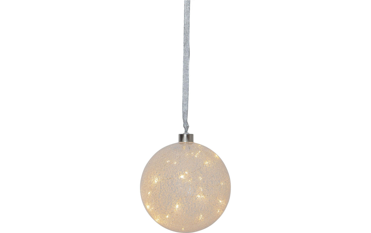 Star Trading Glasdekoration Glow Snow 15 cm x 16.5 cm x 15 cm, 30 LEDs, Indoor