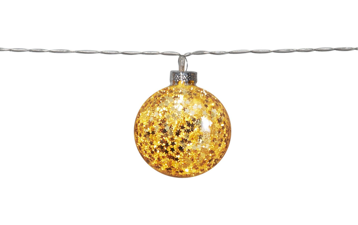 Star Trading LED Lichterkette Glitter Gold Batt 2xAA, Timer 6/18h L: 1.35m