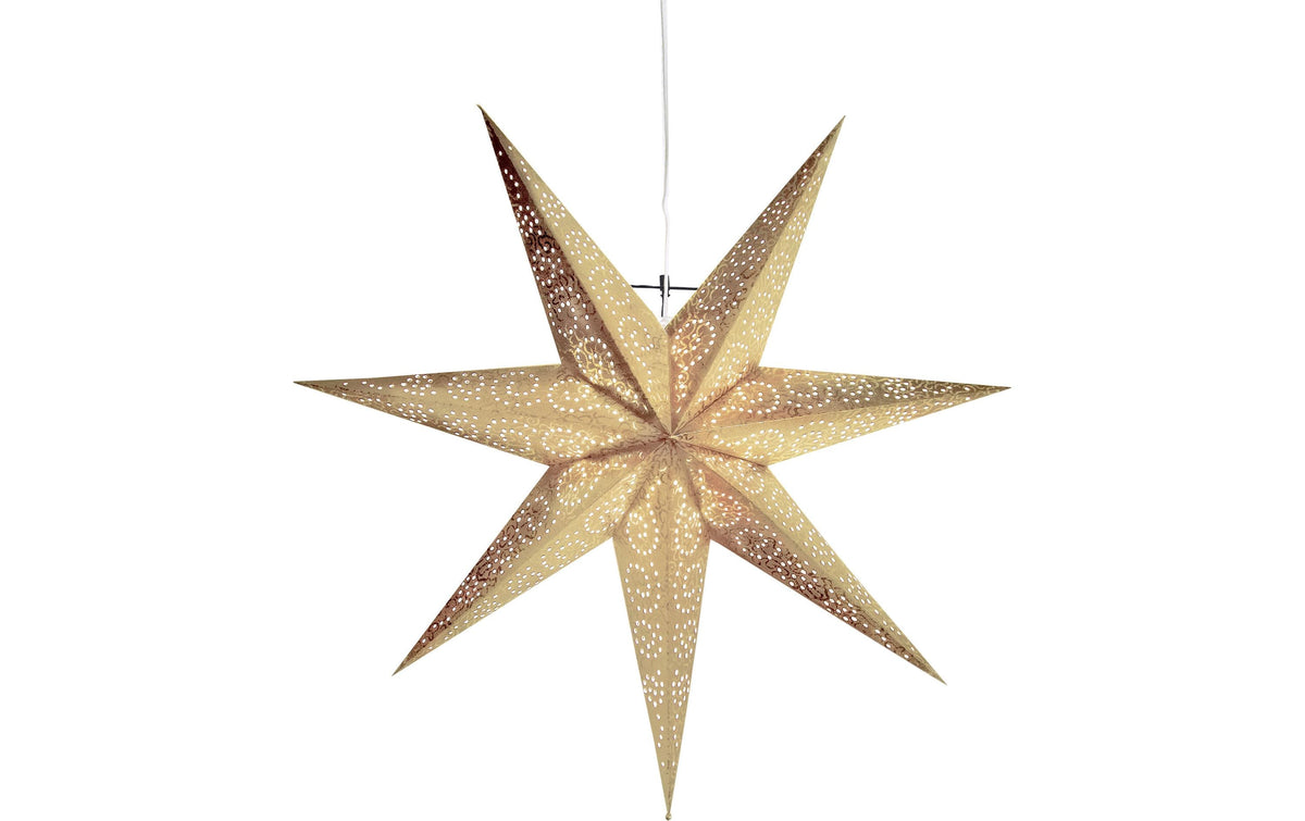 Star Trading Papierstern Antique 60 cm x 60  cm x 16 cm, 1 LED, Indoor