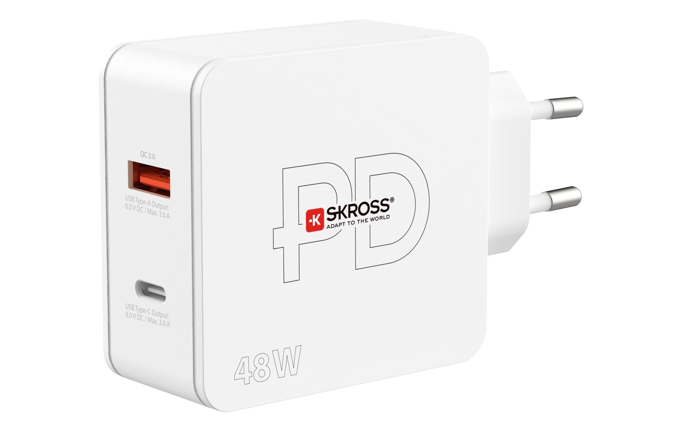 SKROSS Netzteil Multipower 2 Pro+ EU, USB-C / USB-A, Weiss