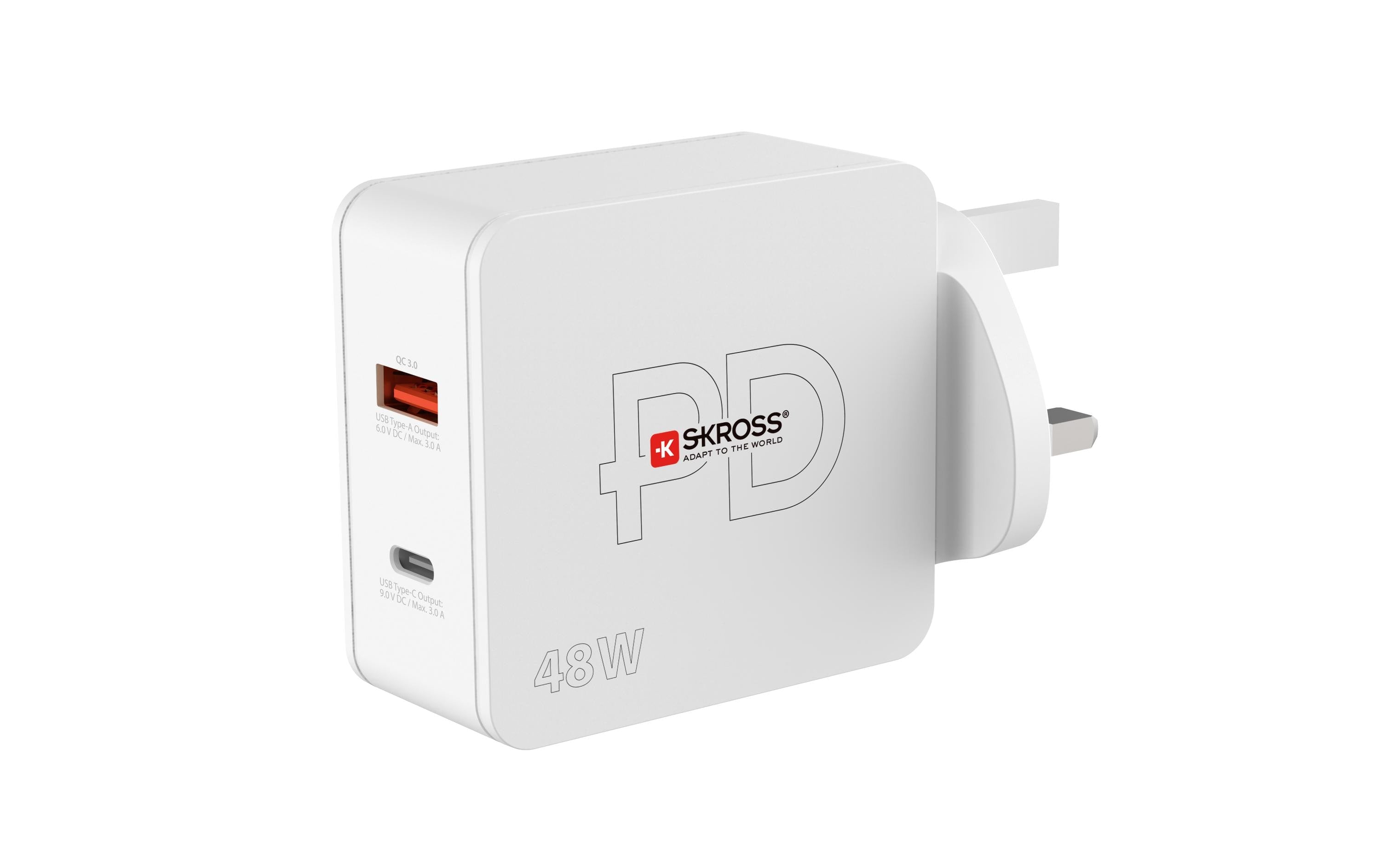 SKROSS Netzteil Multipower 2 Pro+ UK, USB-C / USB-A, Weiss
