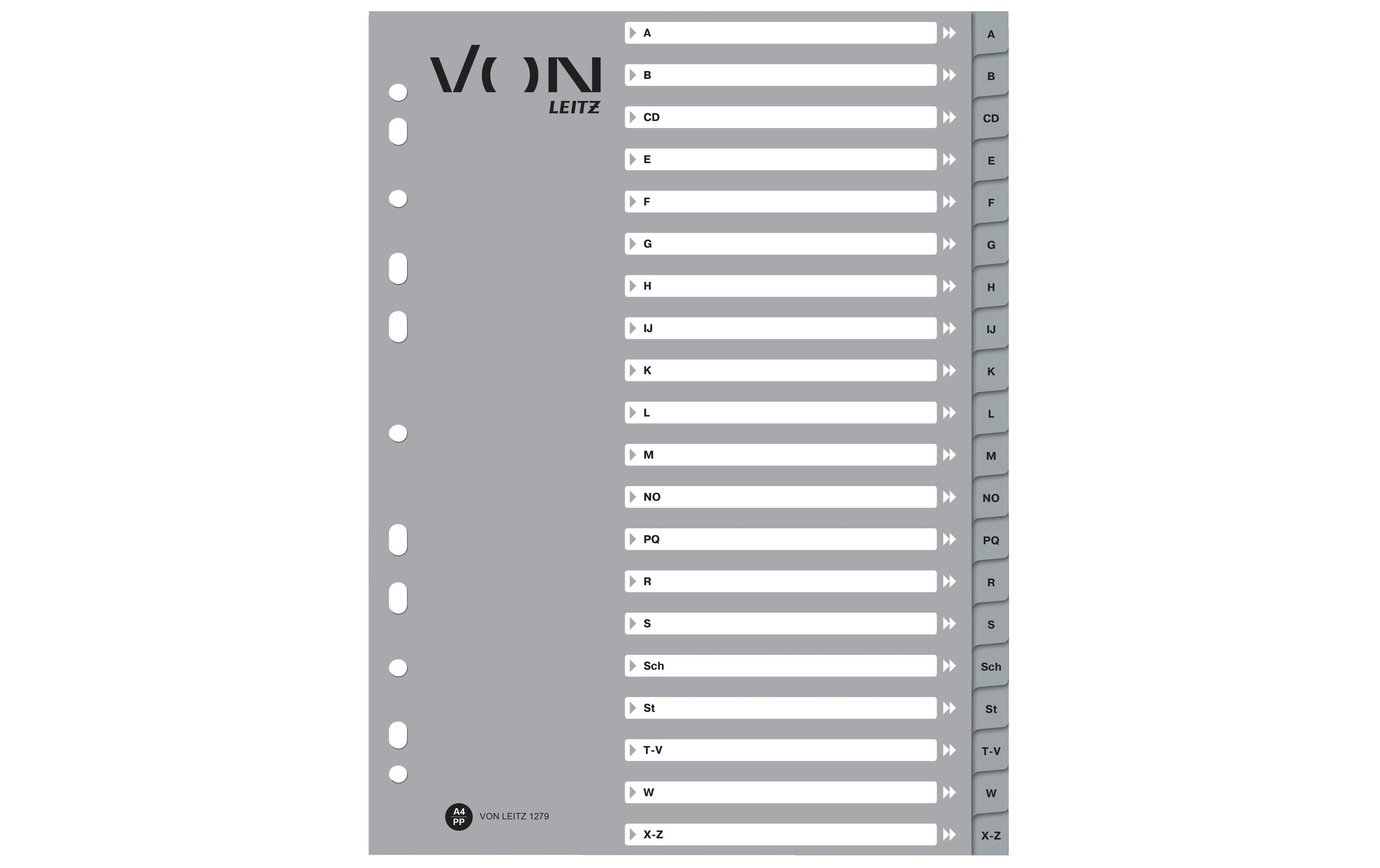 VON Register A-Z, A4, PP grau