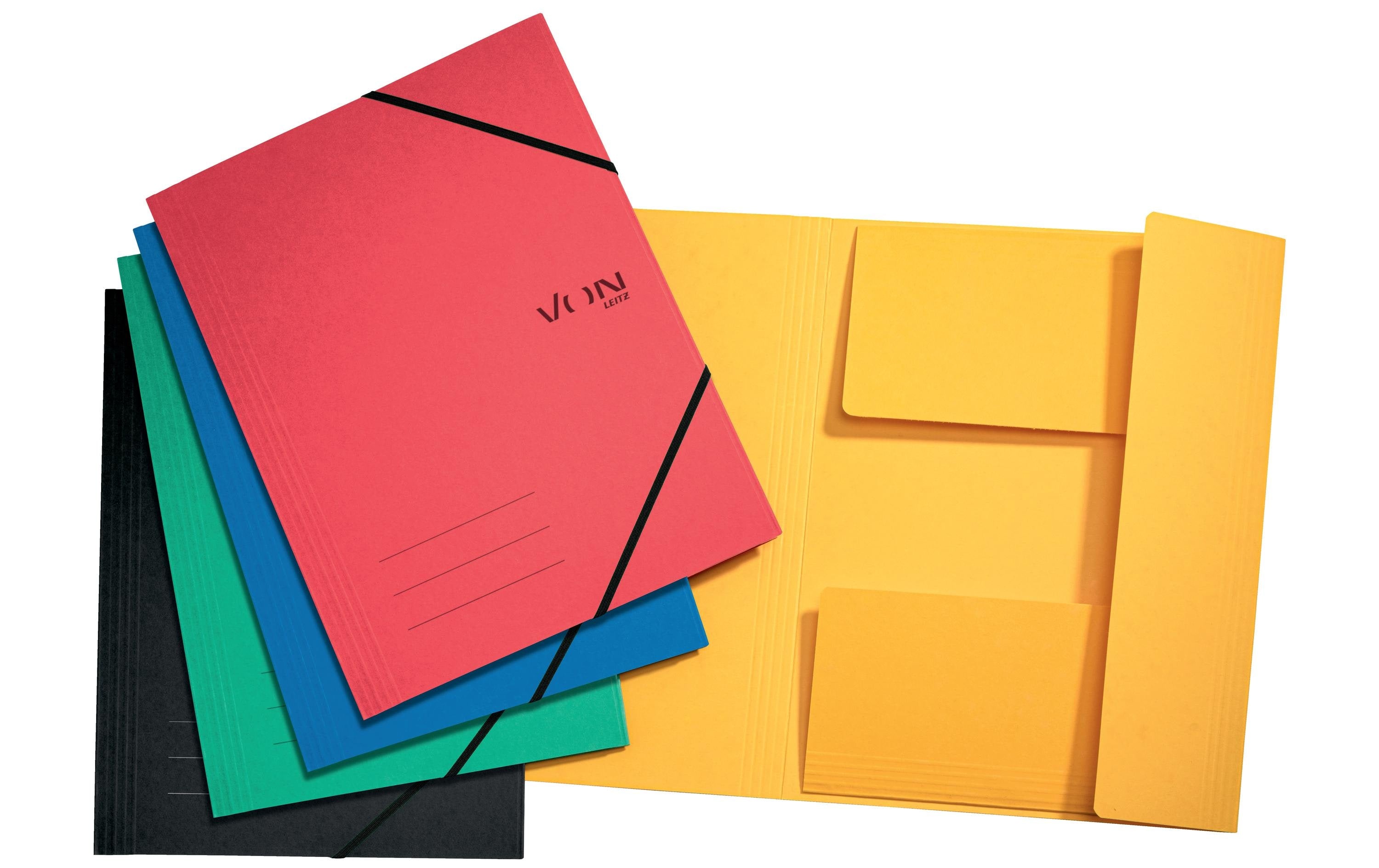 VON Eckspannermappe A4 assortier mit elastischen Eckbändern, Karton, 5 Stk.
