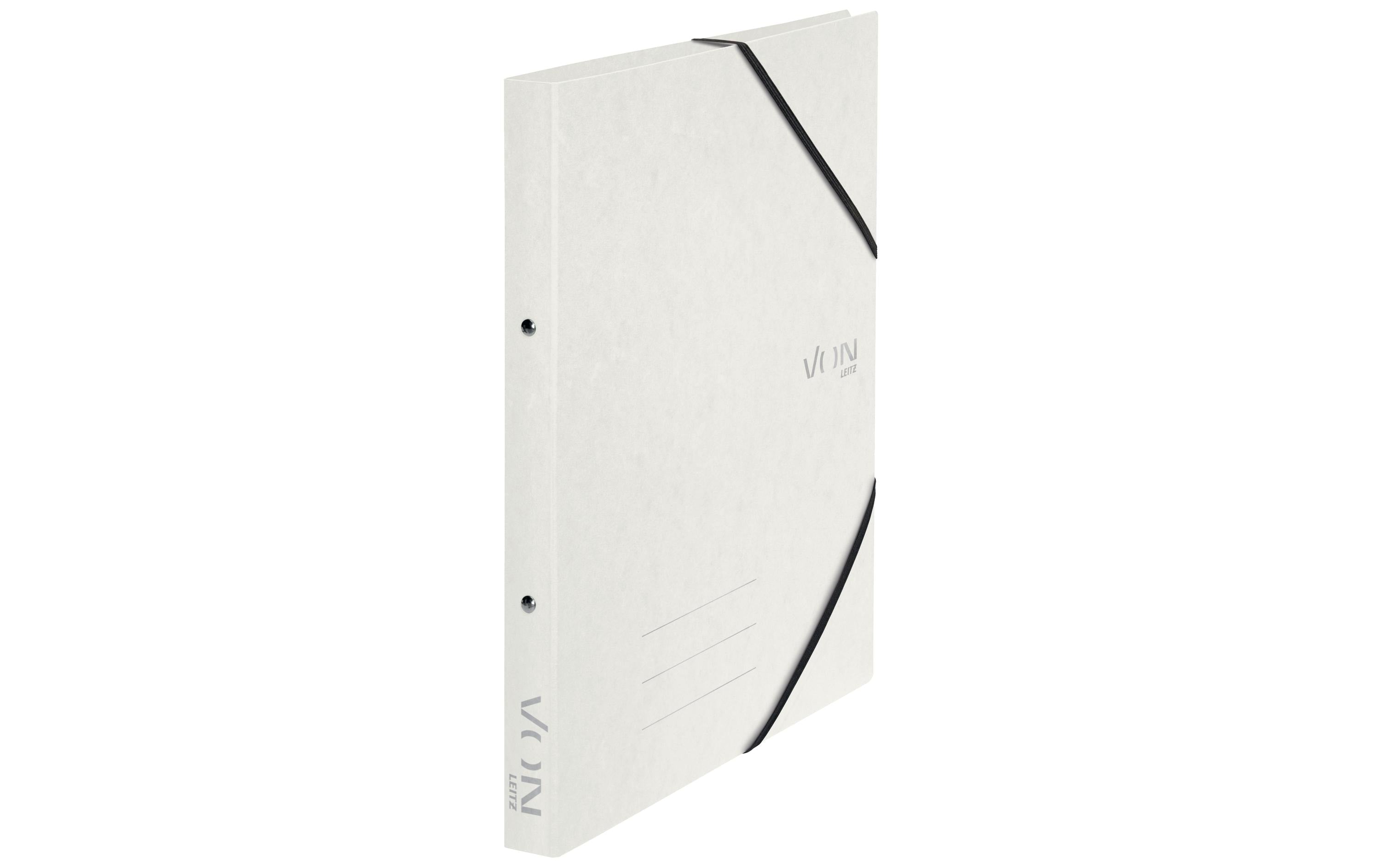 VON Ringbuch A4 mit 2 Ringen mit elastischen Eckbändern, Karton, weiss