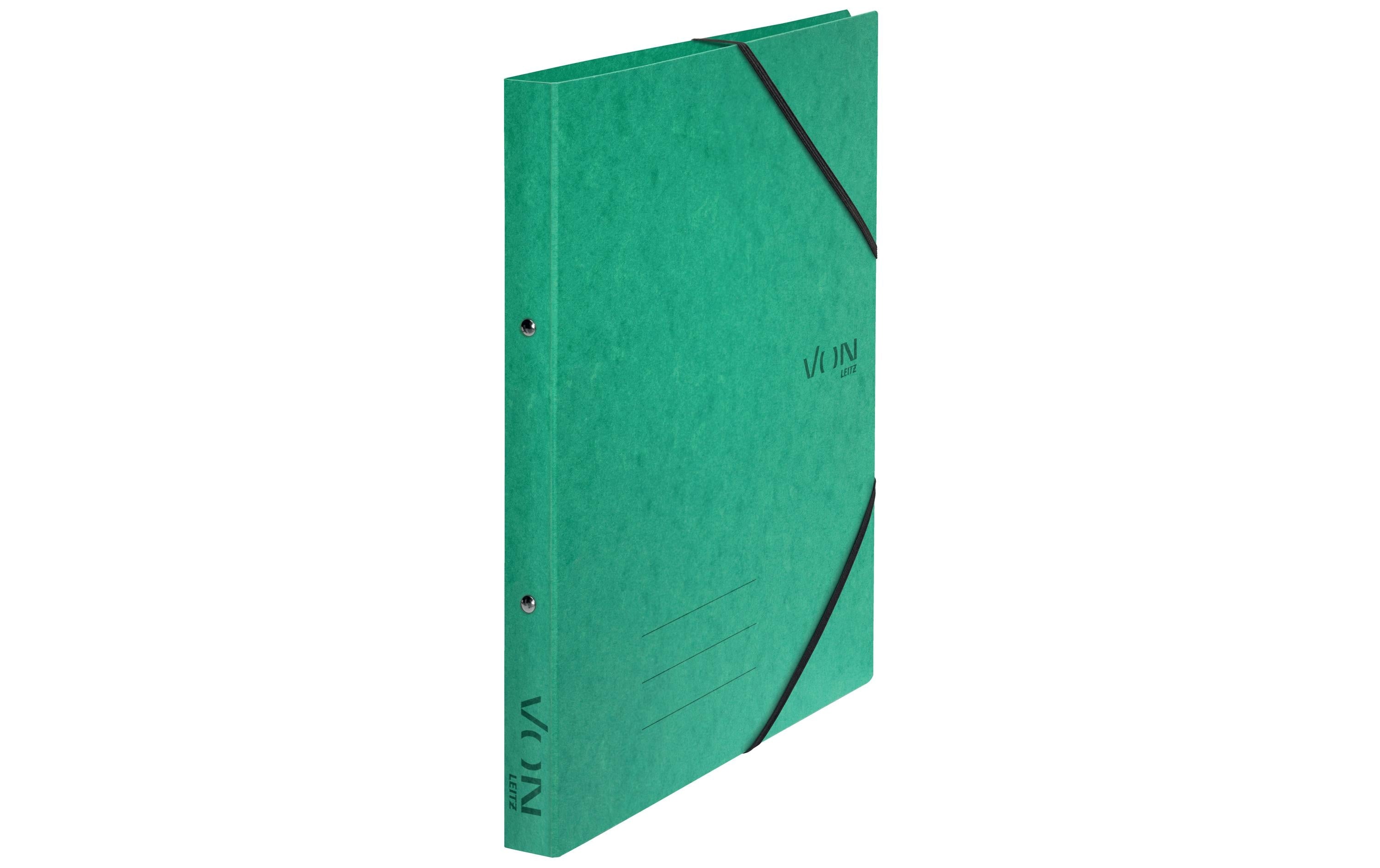 VON Ringbuch A4 mit 2 Ringen mit elastischen Eckbändern, Karton, grün