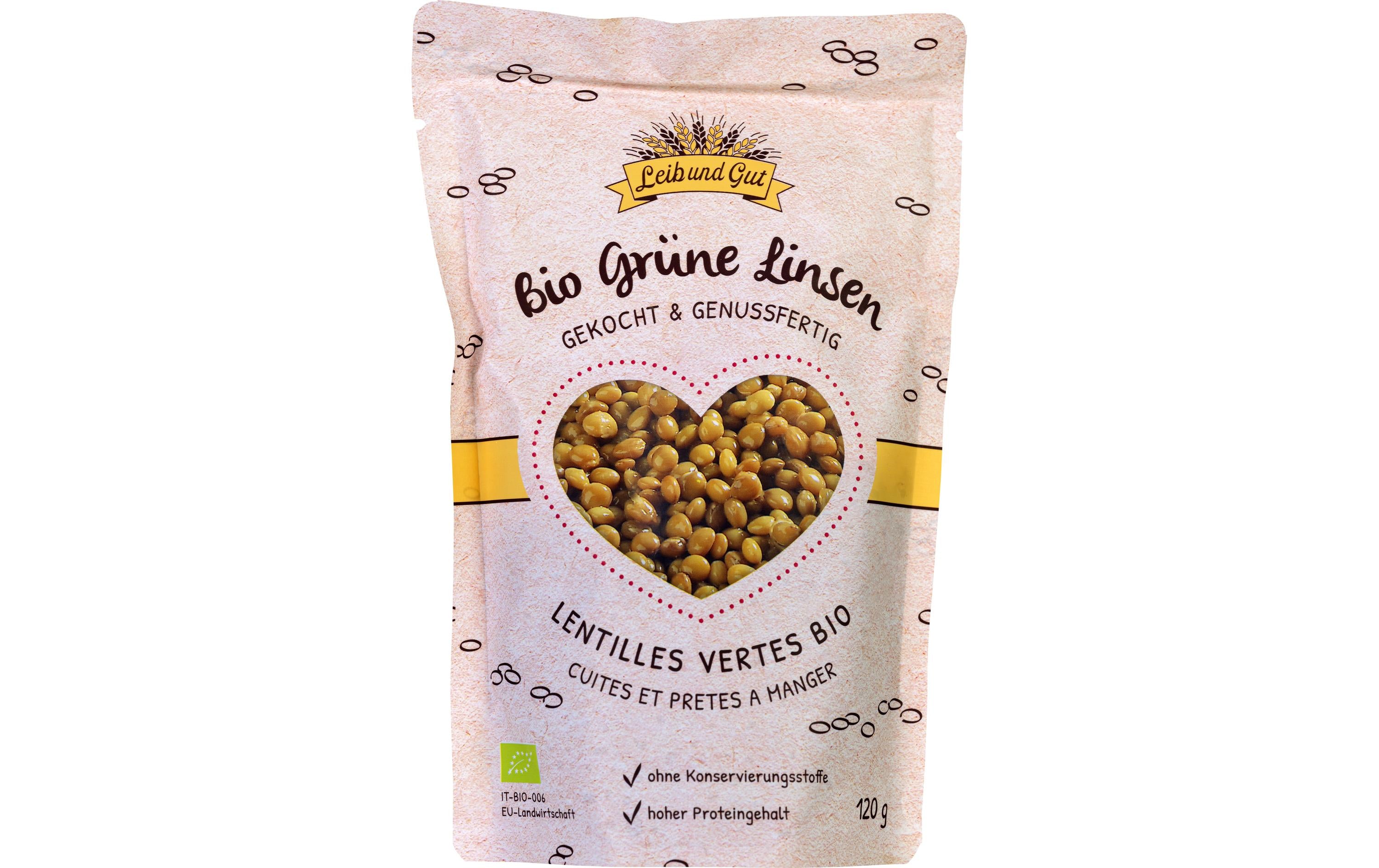 Grüne Linsen gekocht BIO 120 g