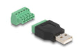 Delock USB2.0 Typ-A Stecker-Terminalblock Adapter, 2-teilig