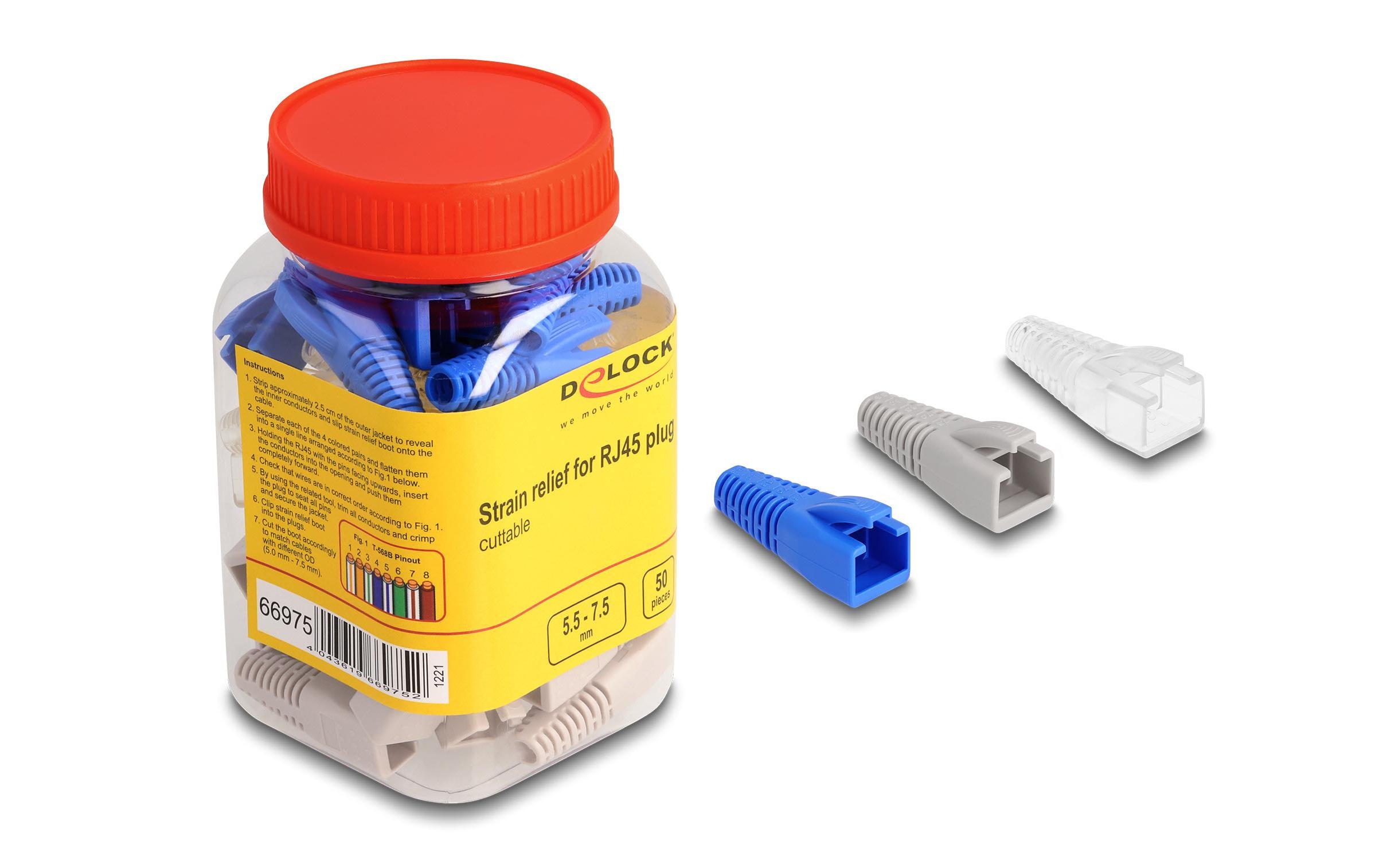 Delock Knickschutztülle für RJ45 Stecker schneidbar, 50er Set, farbig