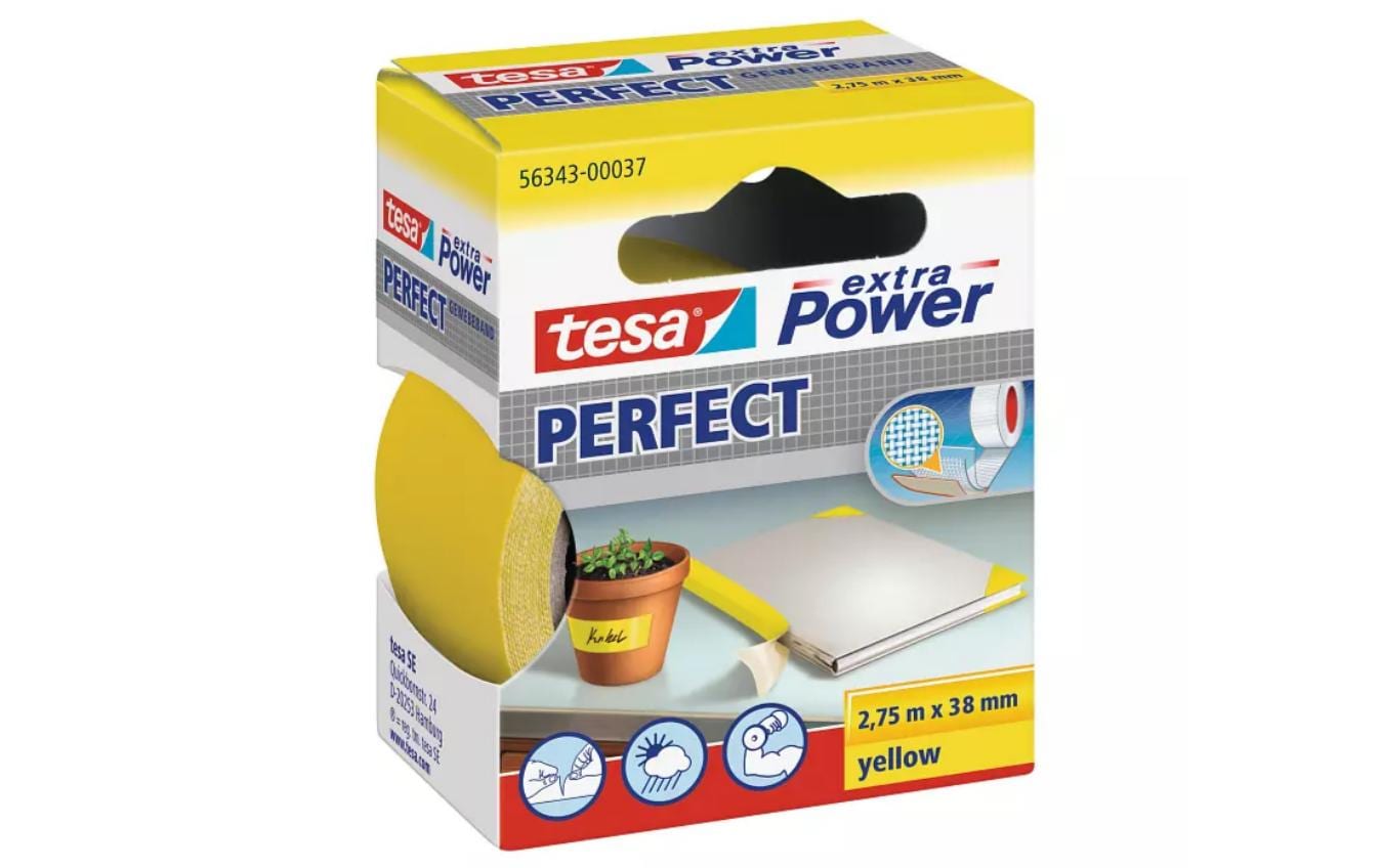 tesa extra Power Perfect 38 mm x 2,75 m, gelb