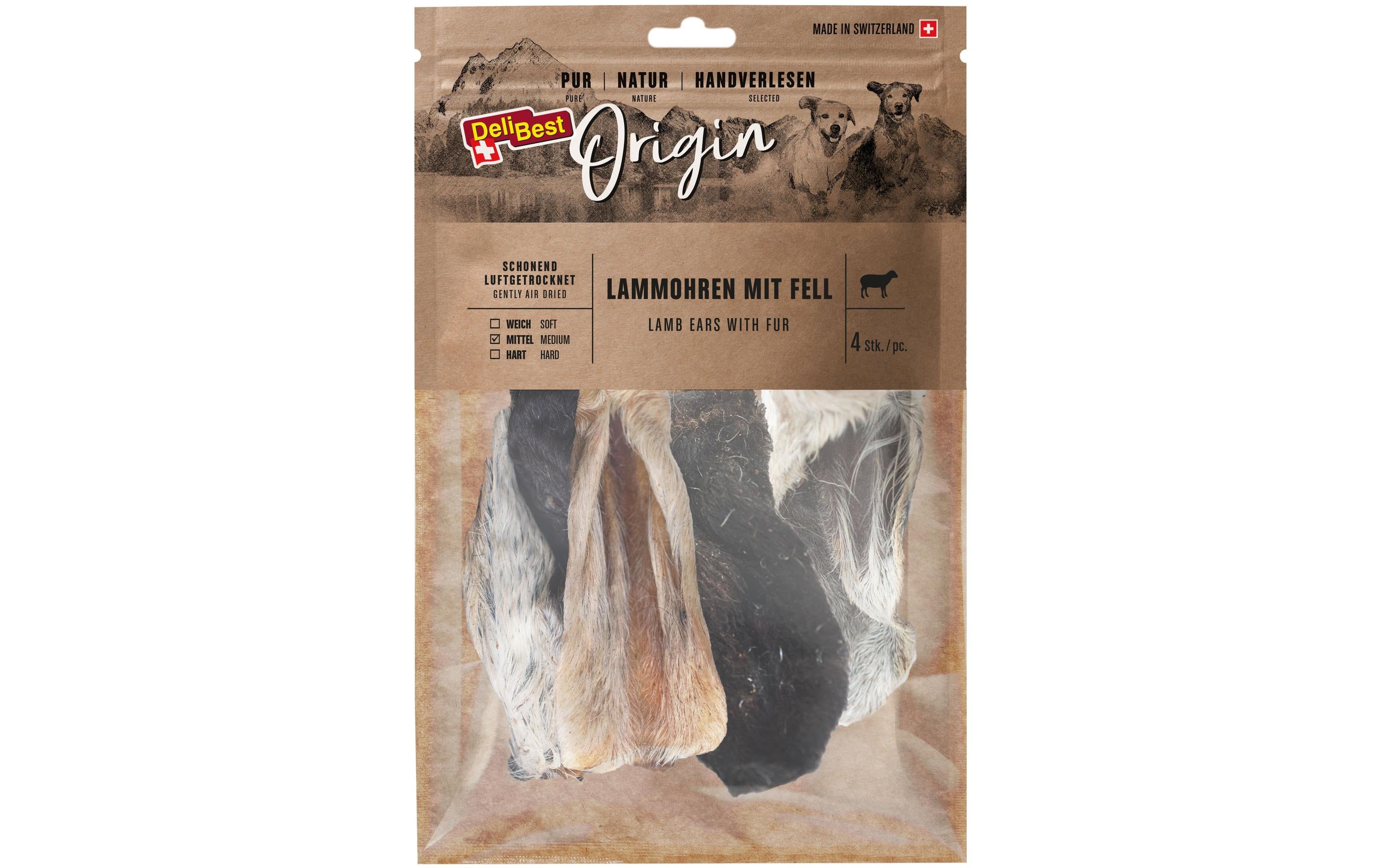 DeliBest Origin Lammohren mit Fell 4 Stk. Schweizer Fleisch