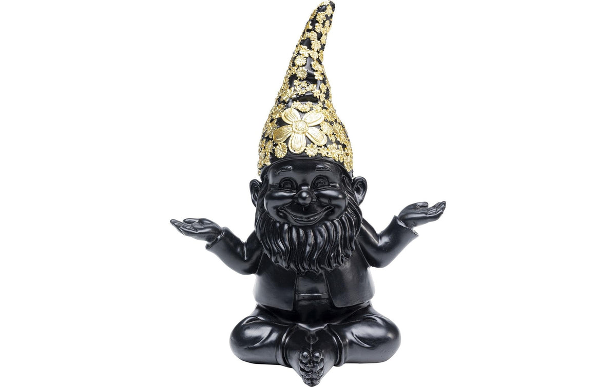 Kare Zwerg Meditation, Schwarz-Gold Kunststoff, 19x15x10 cm (HxBxL)