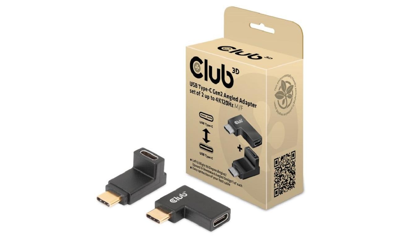 Club 3D, USB Type-C Gen.2 gewinkelte Adapte Adapter, bis zu 4K120Hz, 2er Set