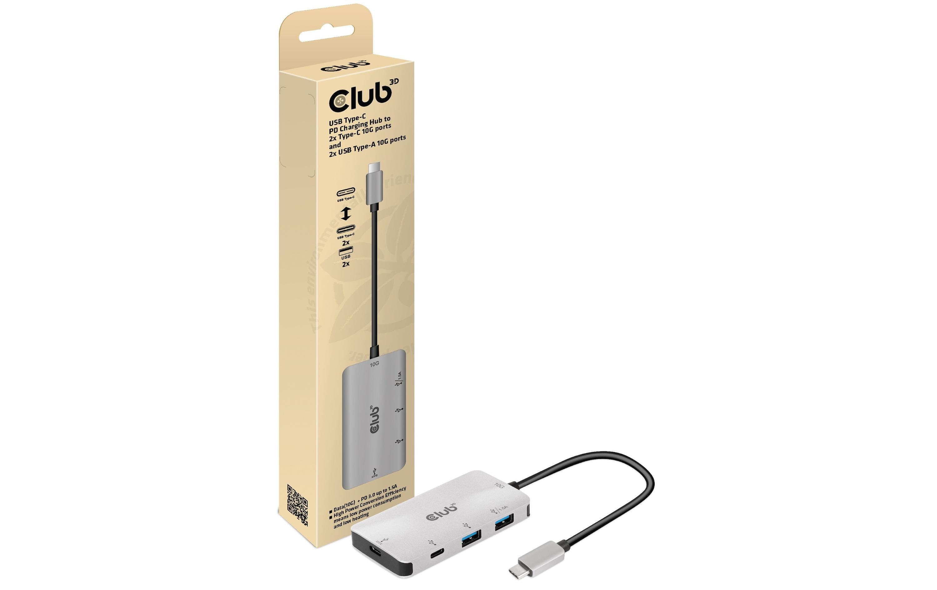 Club 3D, Hub Type-C PD Lade-Hub Ausgang: je 2 Type-C+A