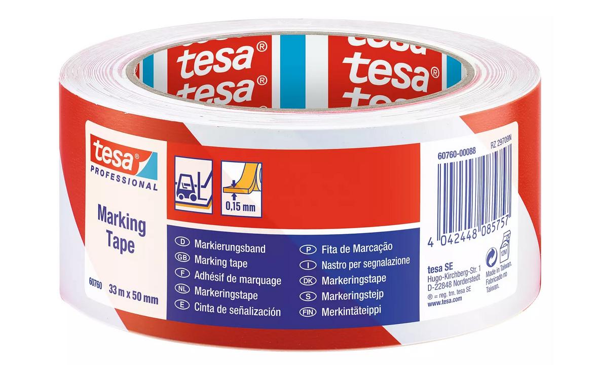 tesa Professional Markierungsband temporär rot / weiss