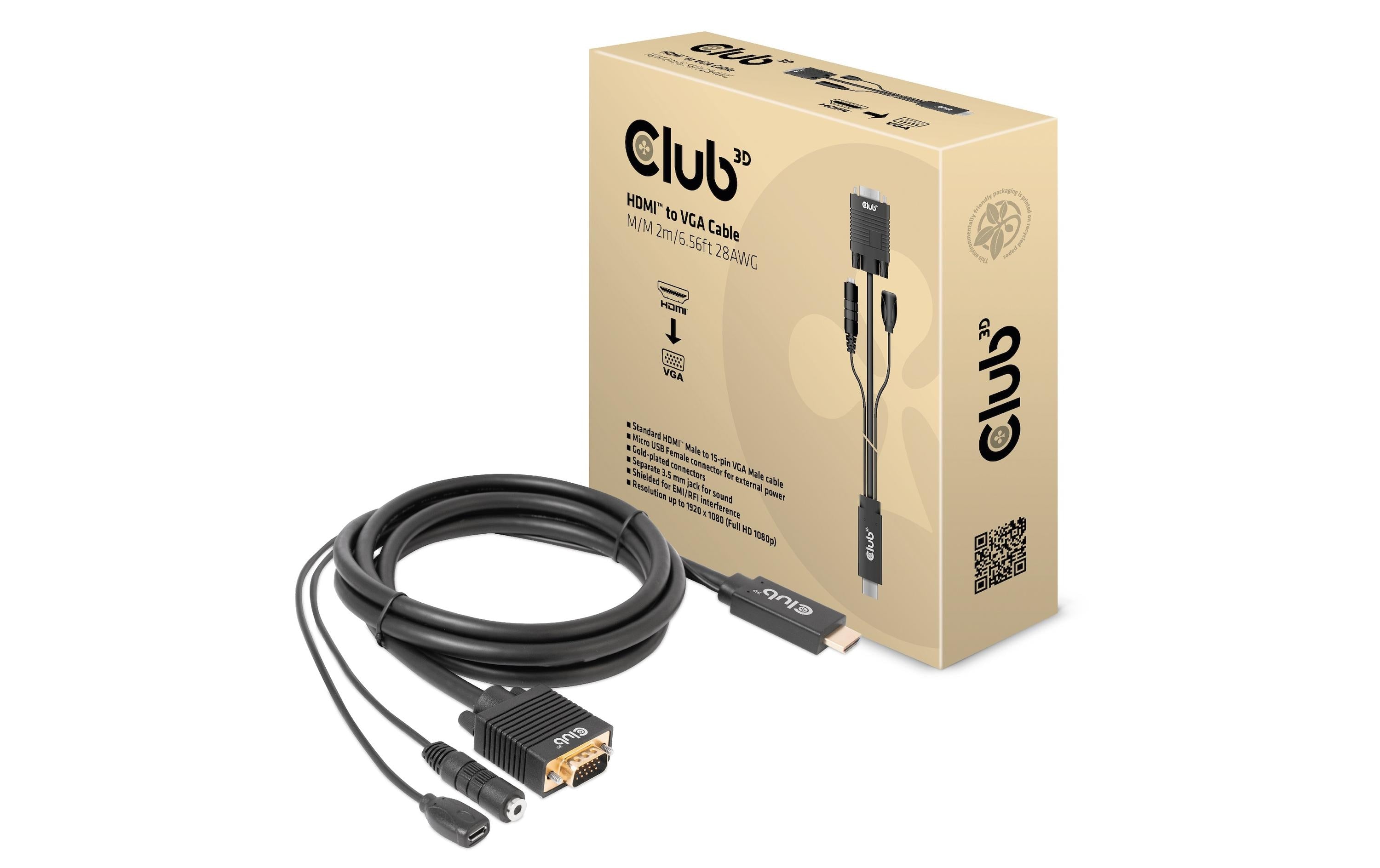 Club 3D, HDMI auf VGA-Kabel Kabel, 2 Meter