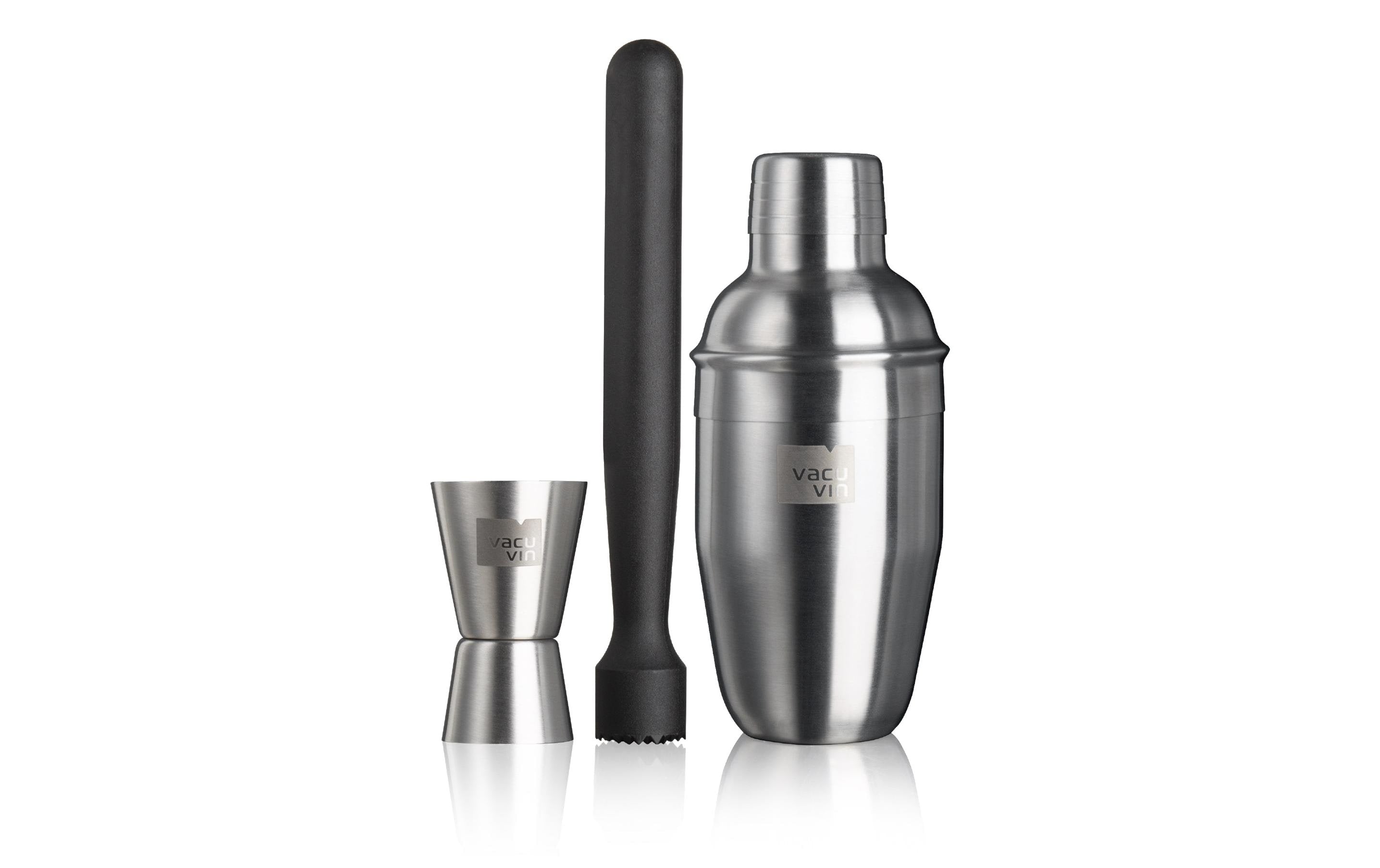 Vacu Vin Cocktailset Starter-Kit Shaker 350ml,Double Jigger 15-30ml,Stössel
