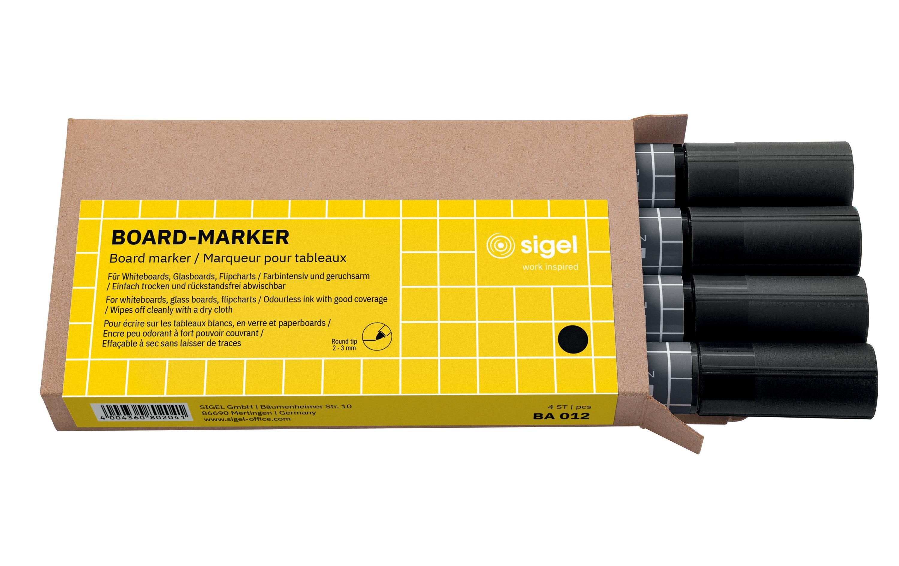 Sigel Non-permanent-Marker 2-3 mm schwarz, 4 Stk.
