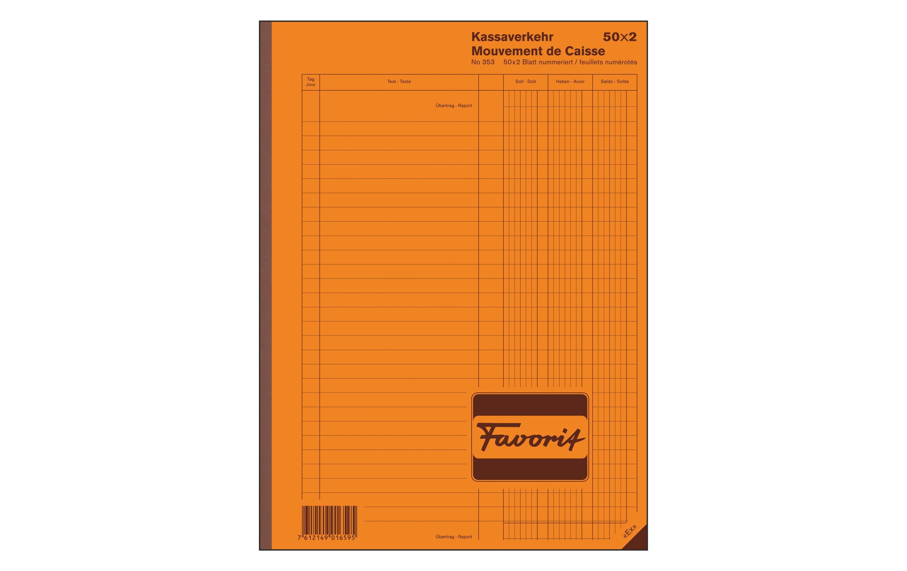 Favorit Kassa-Rapport-Buch A4, 50 x 2 Blatt