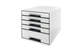 Leitz Schubladenbox Cube WOW weiss/schwarz, 5 Schubladen