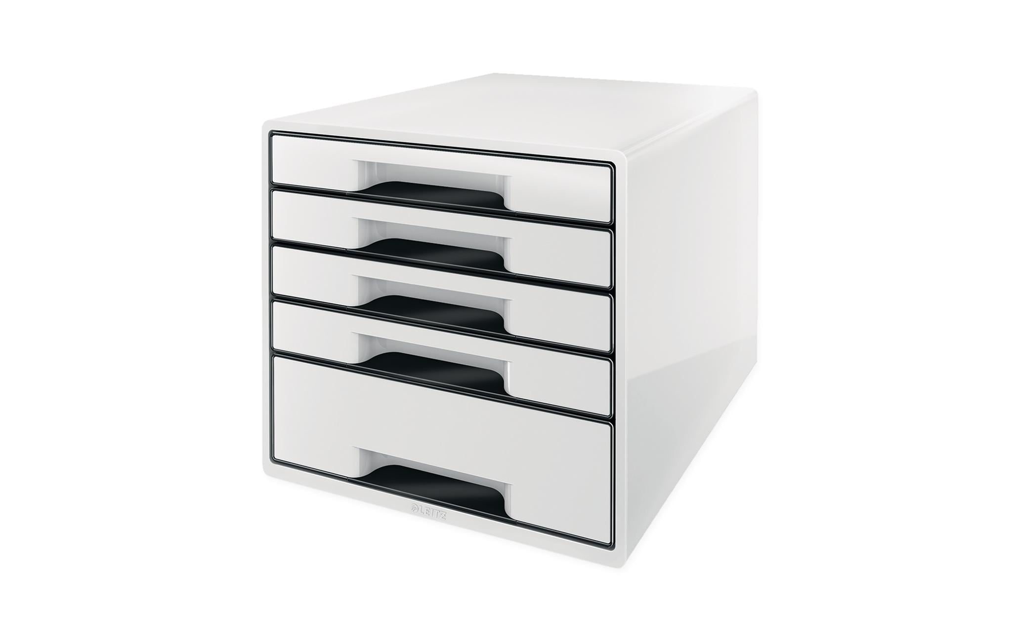 Leitz Schubladenbox Cube WOW weiss/schwarz, 5 Schubladen