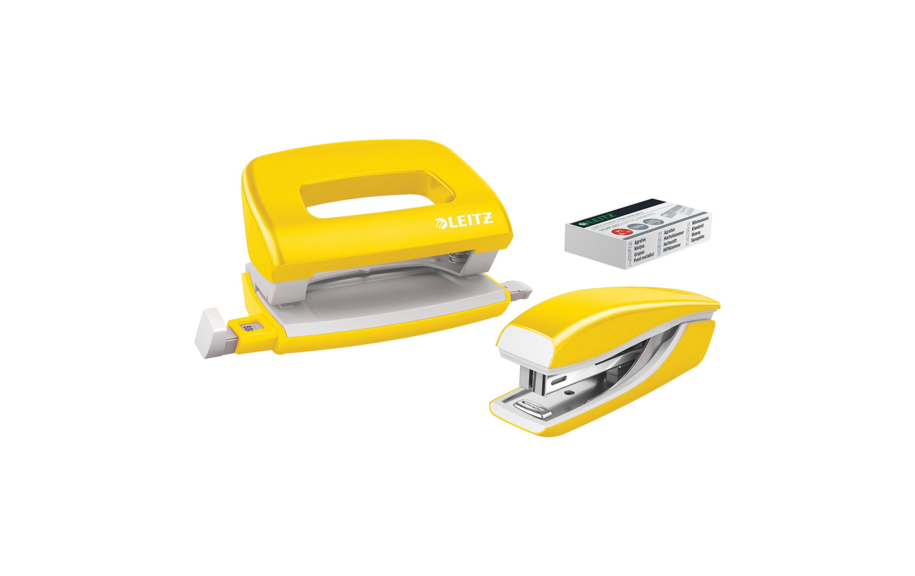 Leitz Set Mini-Locher+Mini-Heftgerät WOW gelb