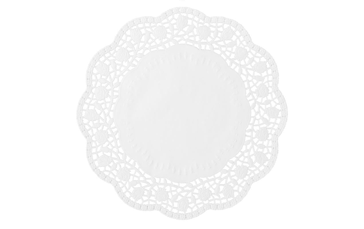 Demmler Tortenspitze Rose 22cm 6 Stück, weiss, rund
