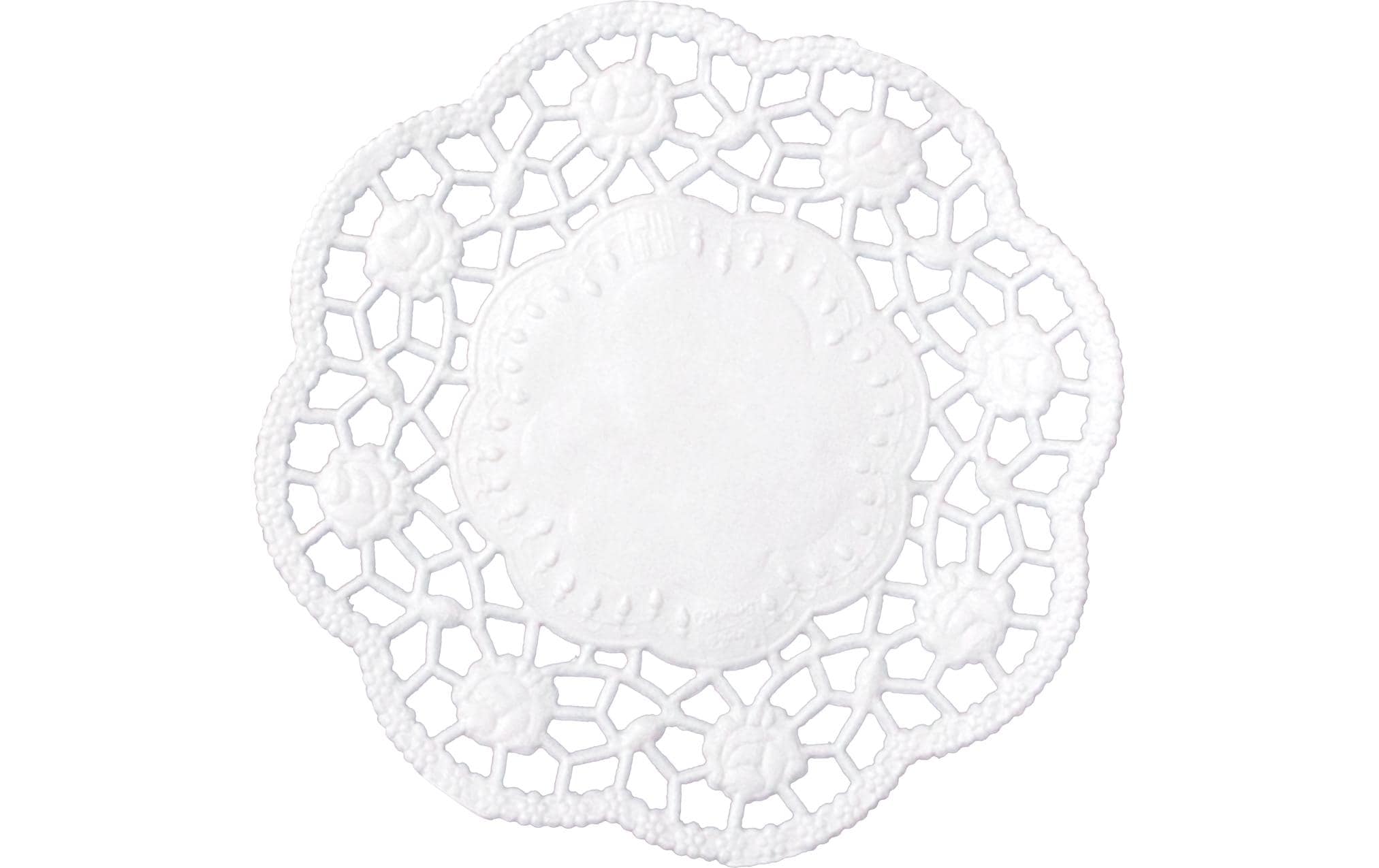 Demmler Tortenspitze Rose 9cm 24 Stück, weiss, rund
